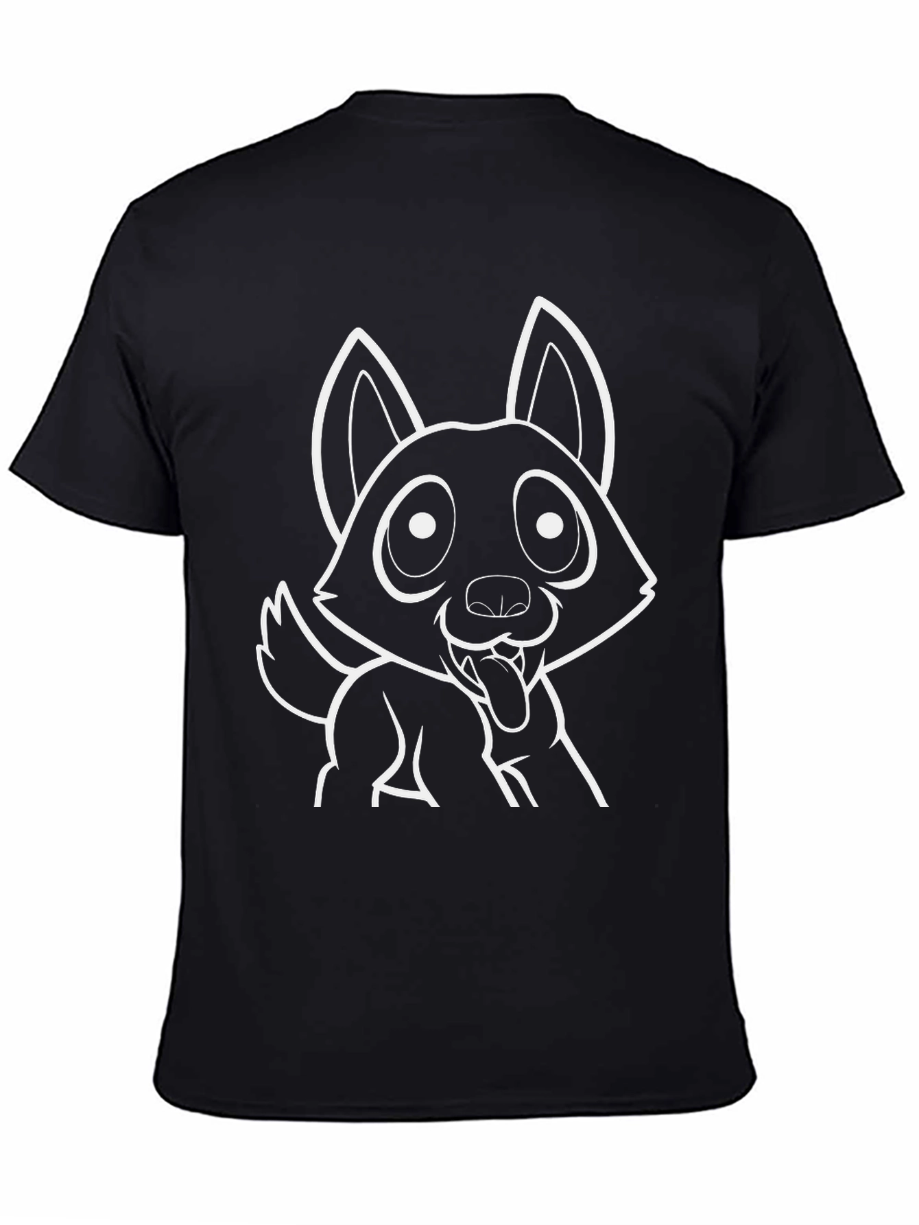 Cartoon Dog Graphic Black T-Shirt