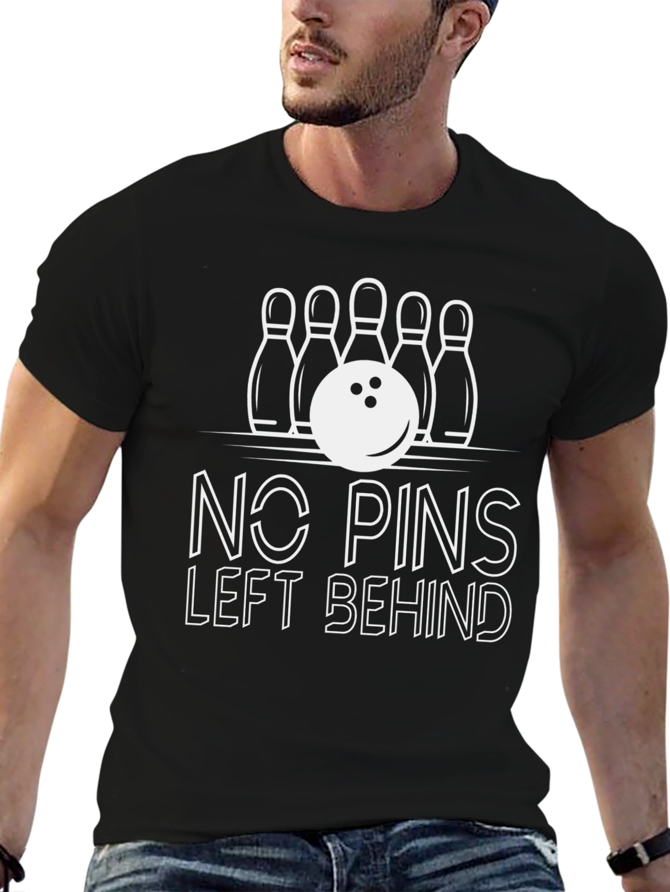Bowling T-Shirt - No Pins Left Behind Graphic Tee