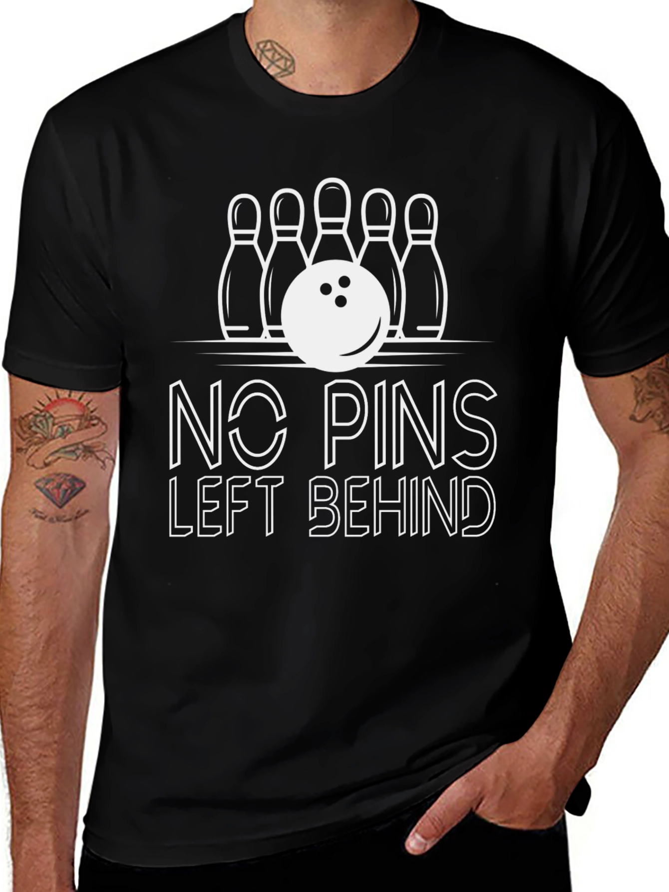 Bowling T-Shirt - No Pins Left Behind Graphic Tee