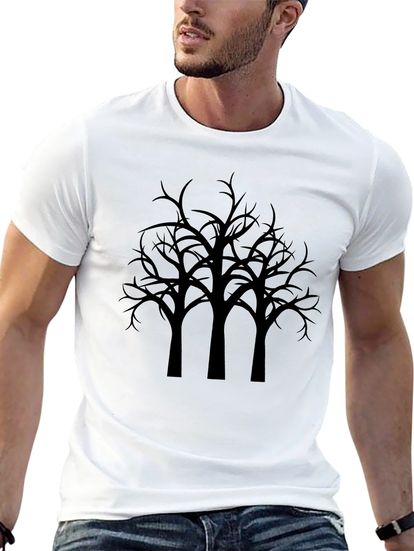 Spooky Tree Graphic Tee - Black Cotton Shirt