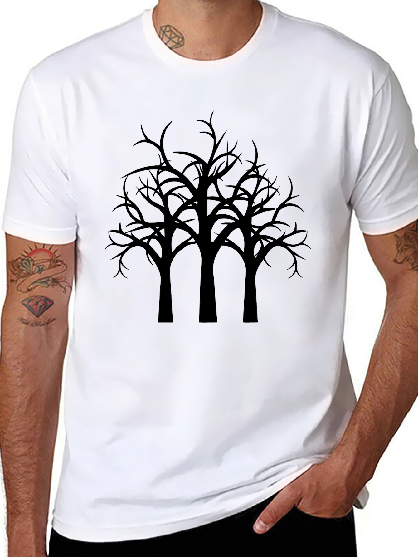 Spooky Tree Graphic Tee - Black Cotton Shirt