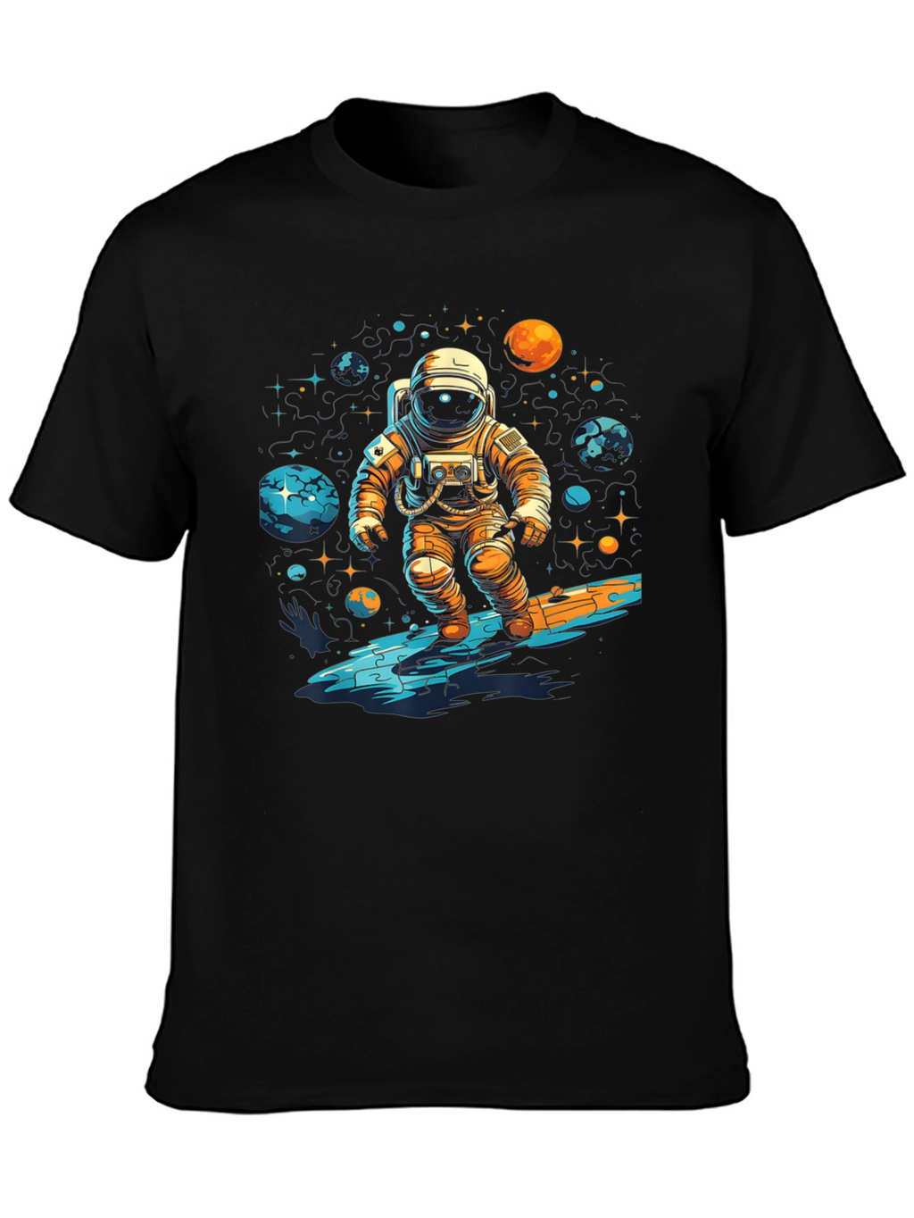 Astronaut Surfing Space Graphic T-Shirt