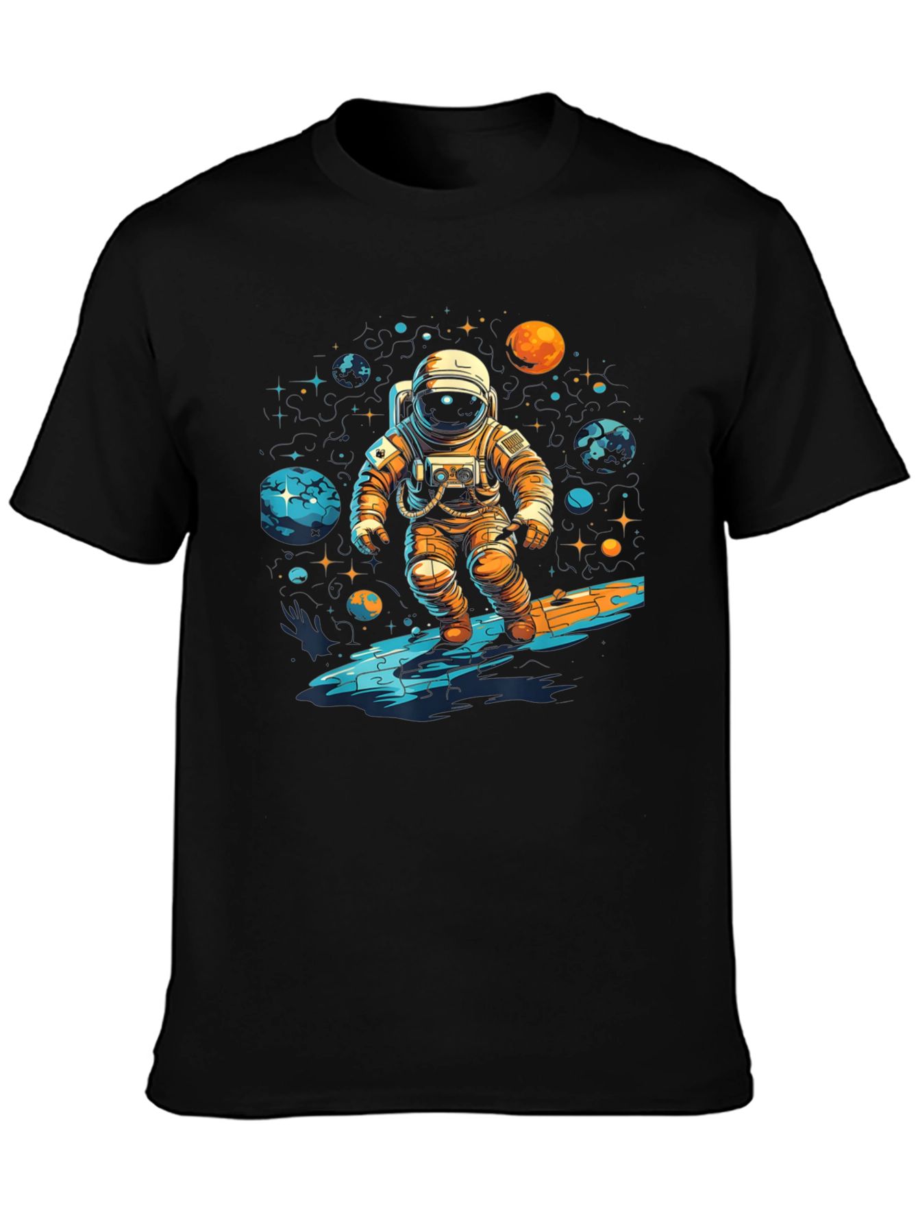 Astronaut Surfing Space Graphic T-Shirt