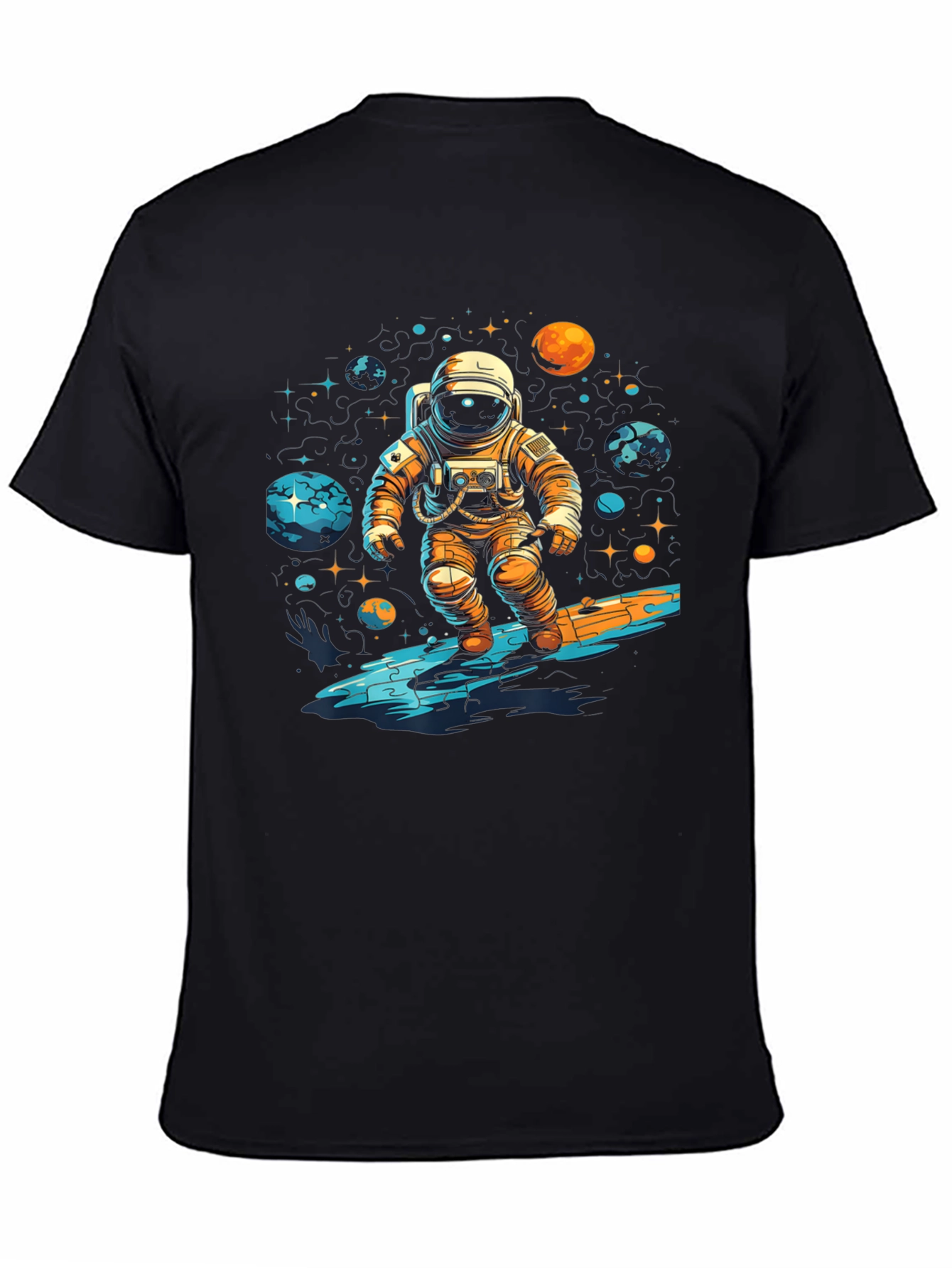 Astronaut Surfing Space Graphic T-Shirt