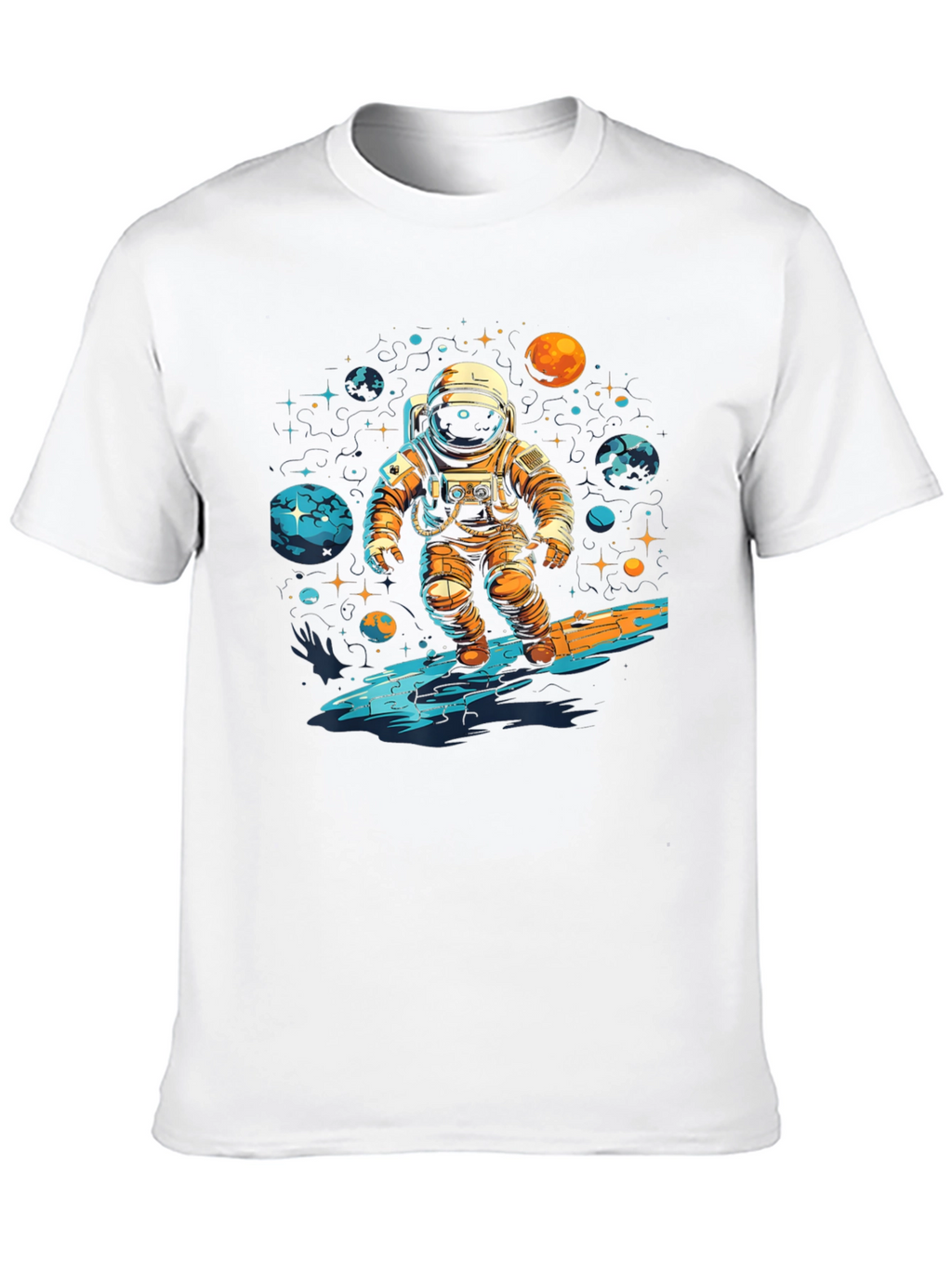 Astronaut Surfing Space Graphic T-Shirt