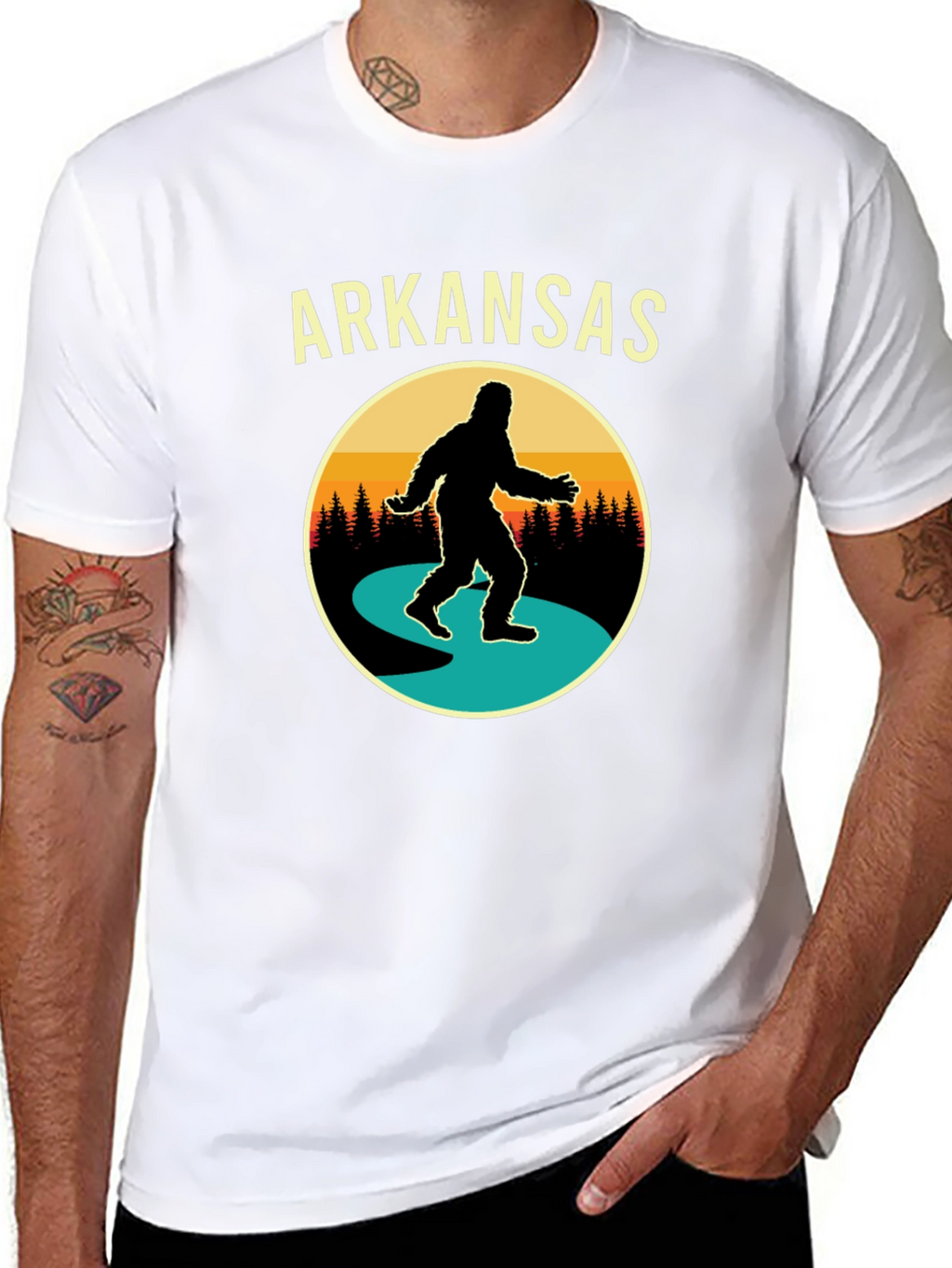 Arkansas Bigfoot Graphic Tee - Retro Style