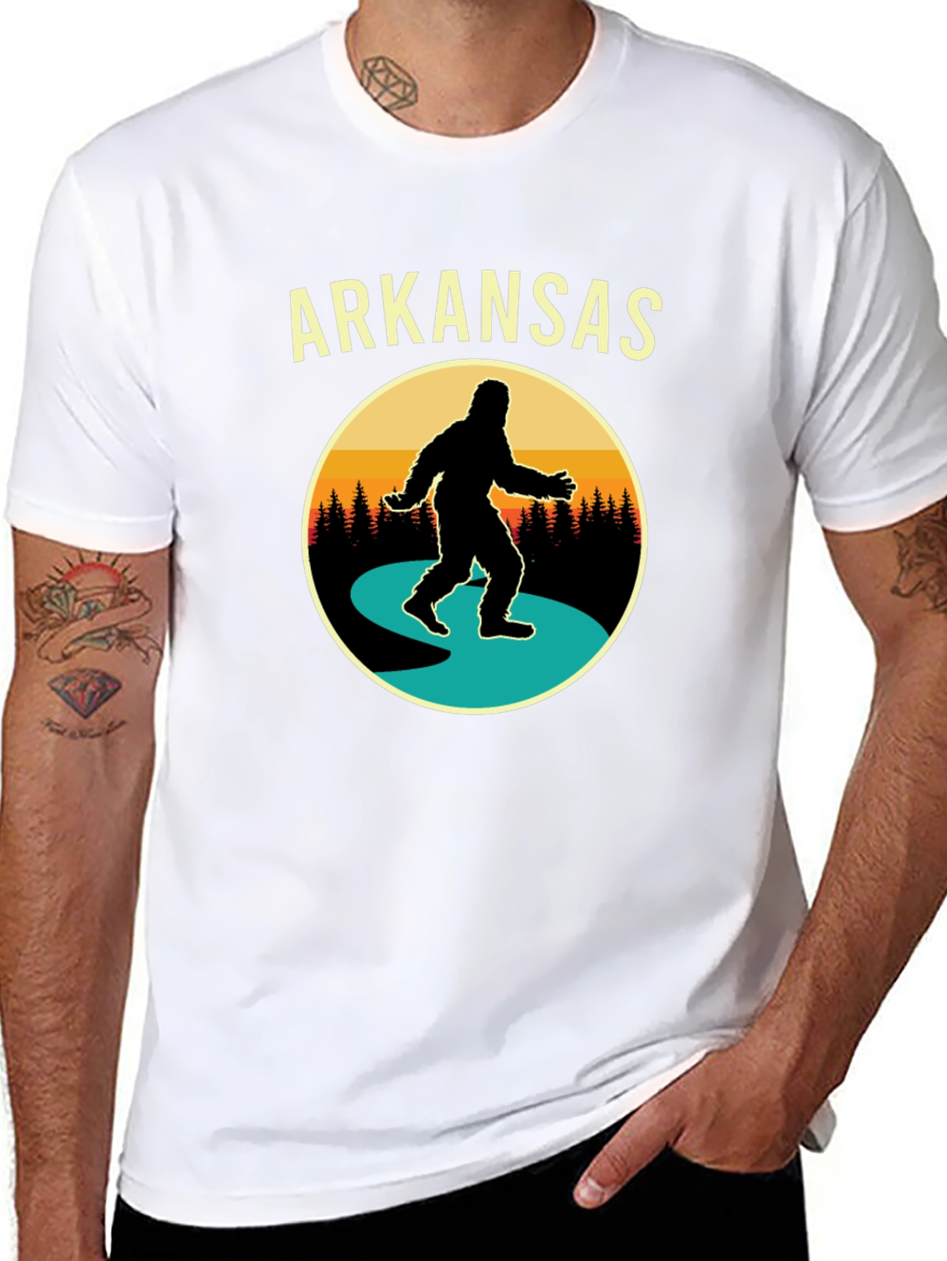 Arkansas Bigfoot Graphic Tee - Retro Style