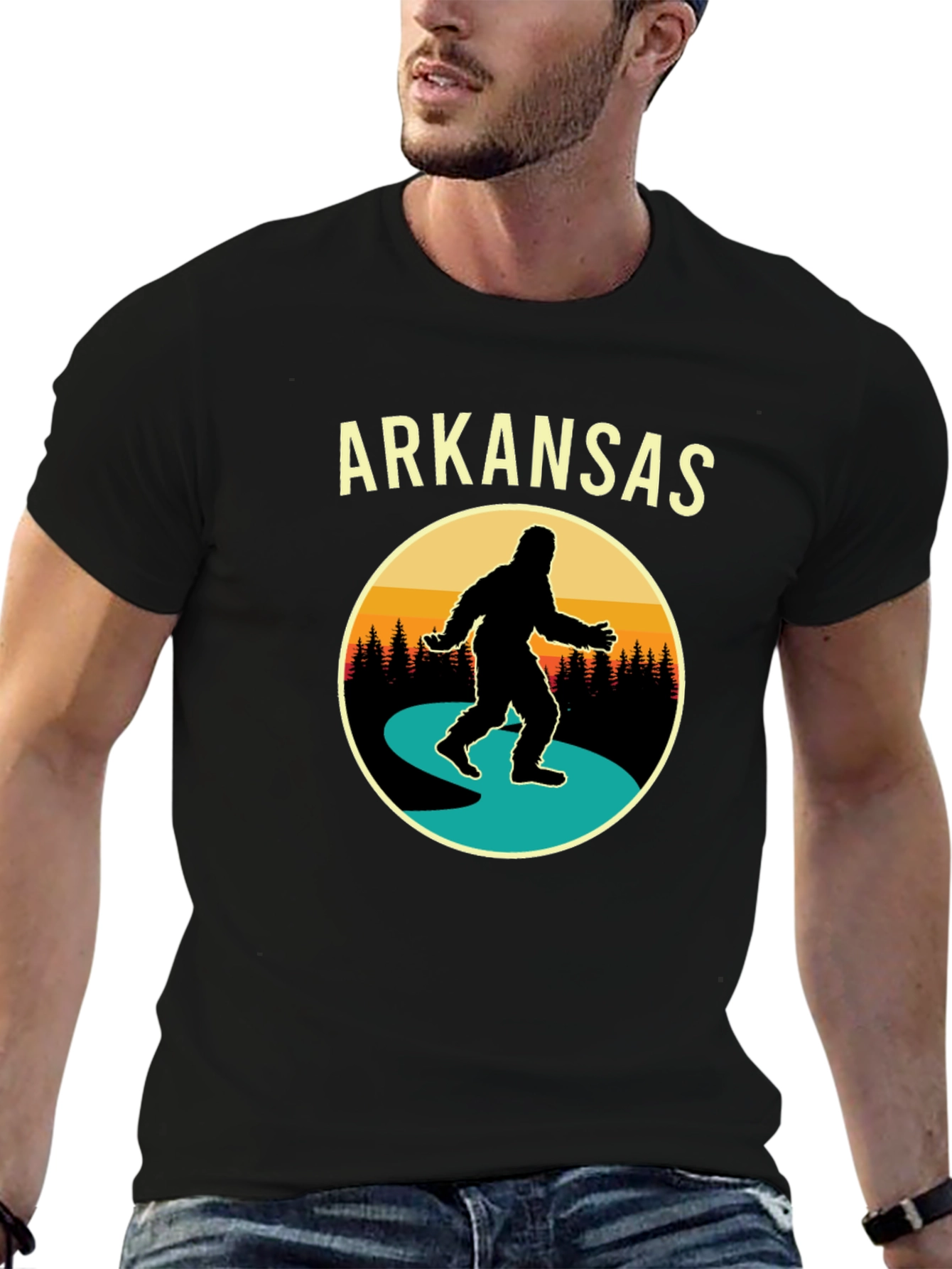 Arkansas Bigfoot Graphic Tee - Retro Style
