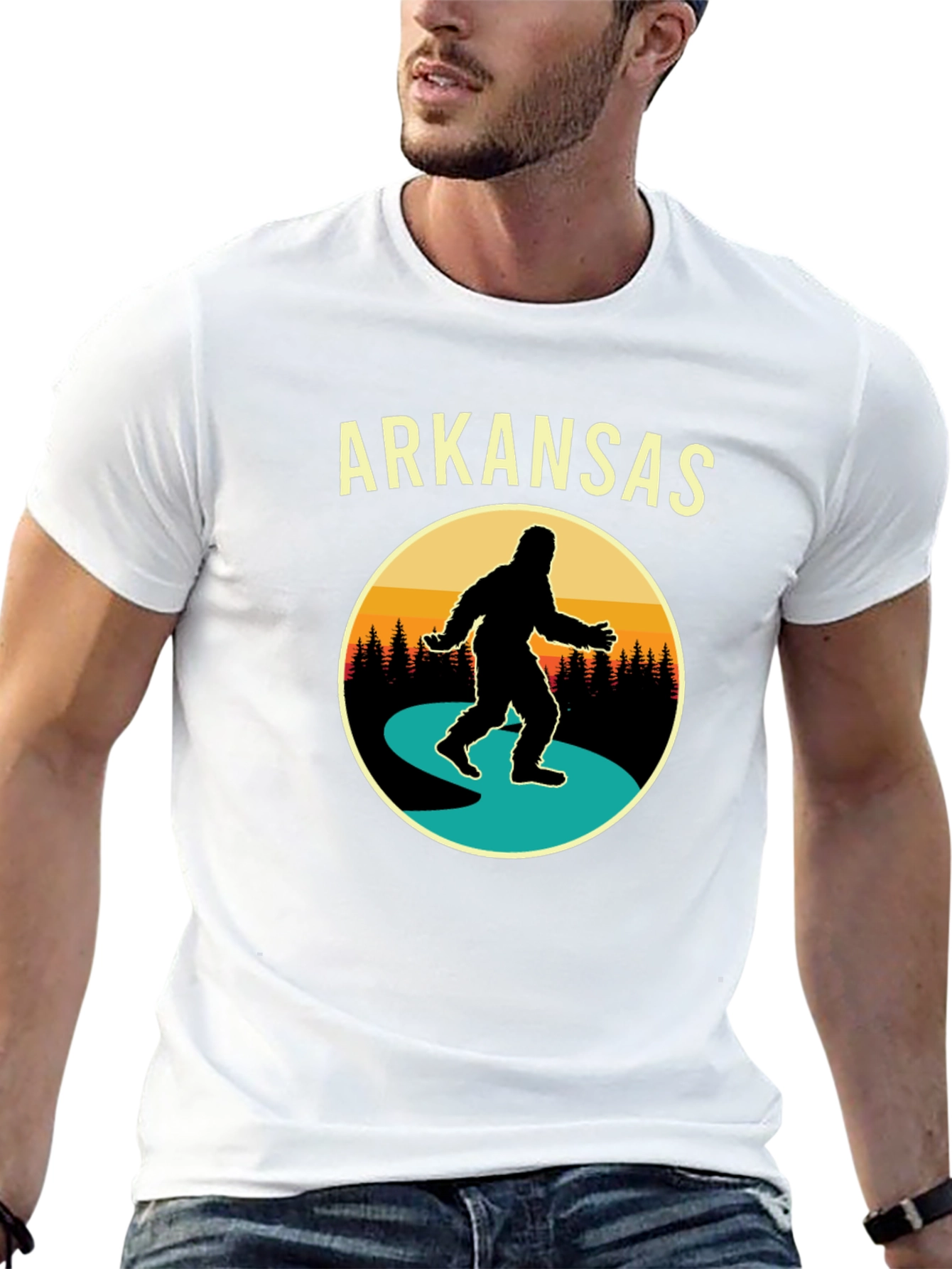 Arkansas Bigfoot Graphic Tee - Retro Style