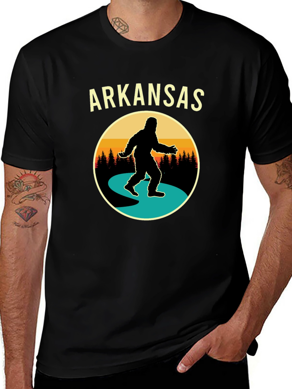Arkansas Bigfoot Graphic Tee - Retro Style