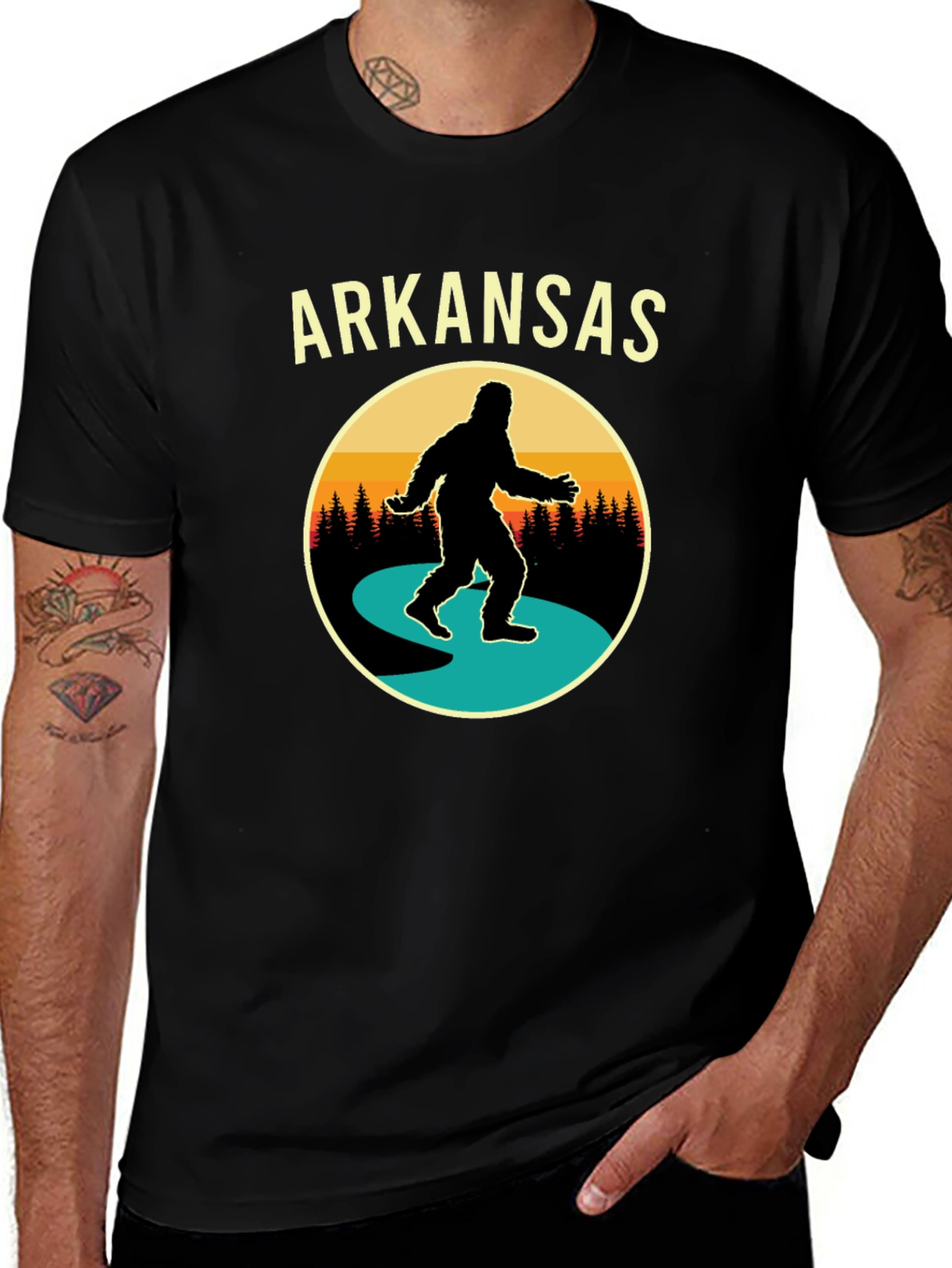 Arkansas Bigfoot Graphic Tee - Retro Style