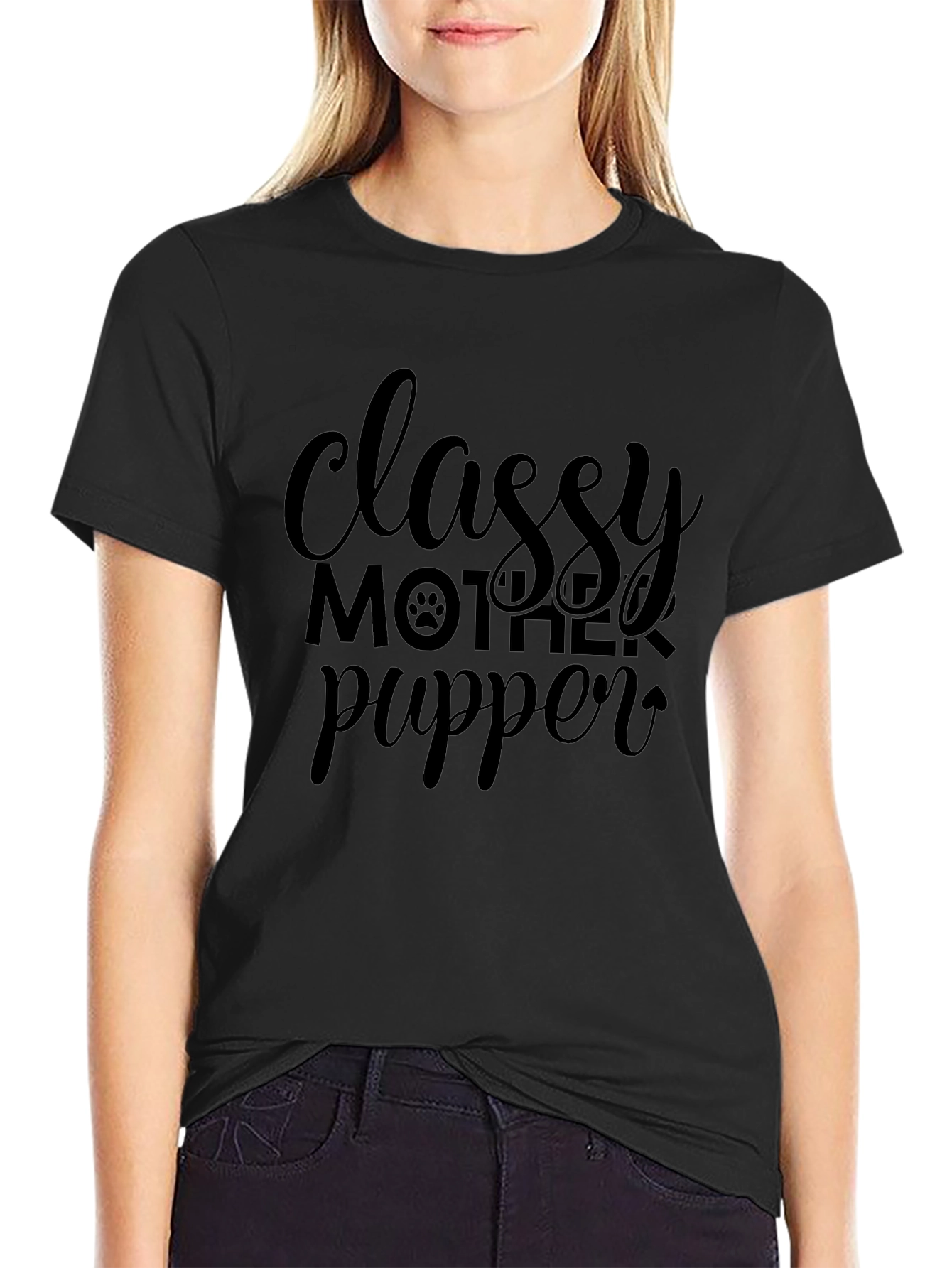 Classy Mother Pupper Black Graphic T-Shirt