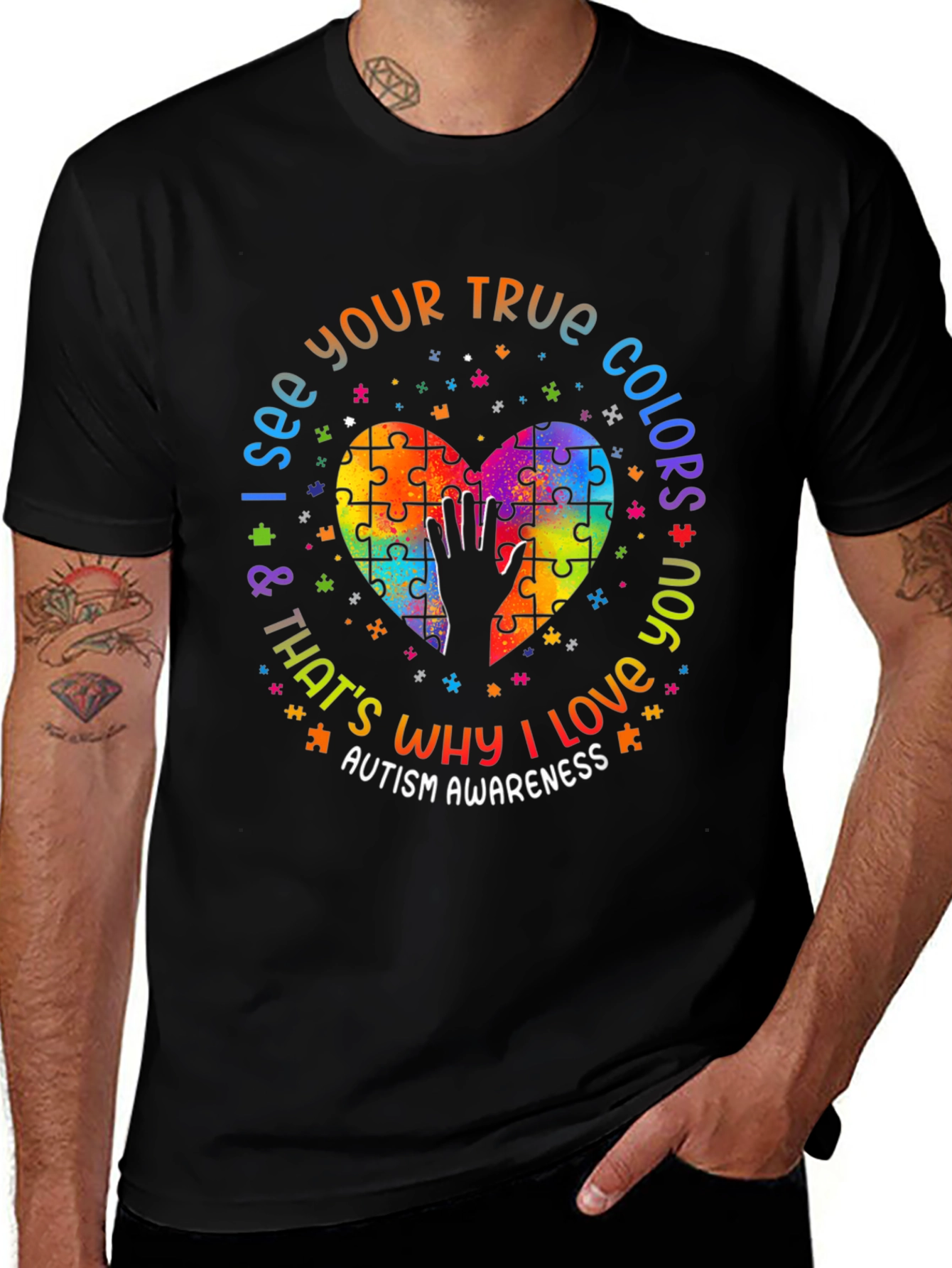 Autism Awareness T-Shirt - Puzzle Heart Design