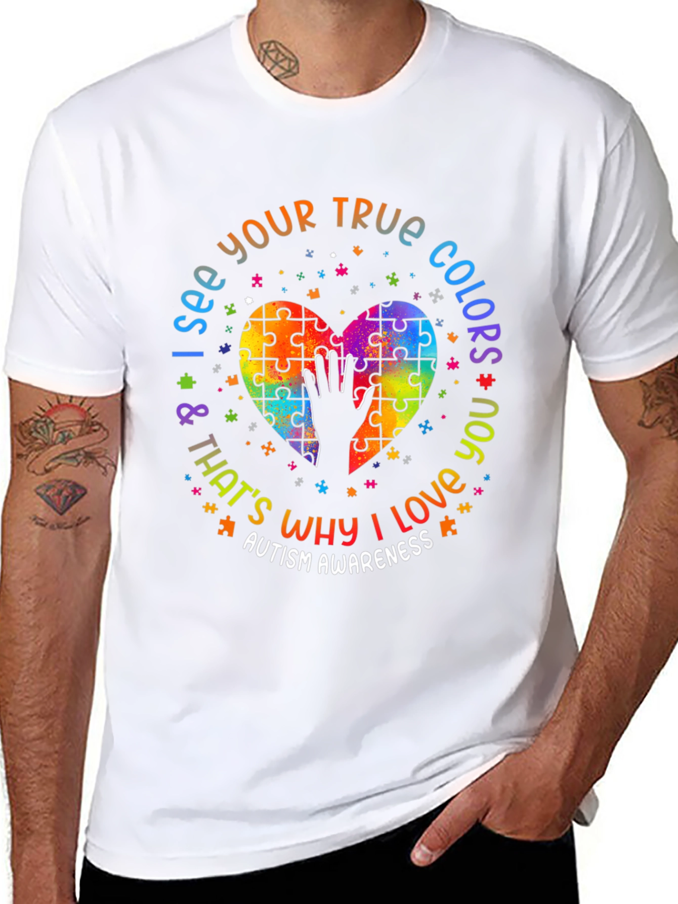 Autism Awareness T-Shirt - Puzzle Heart Design