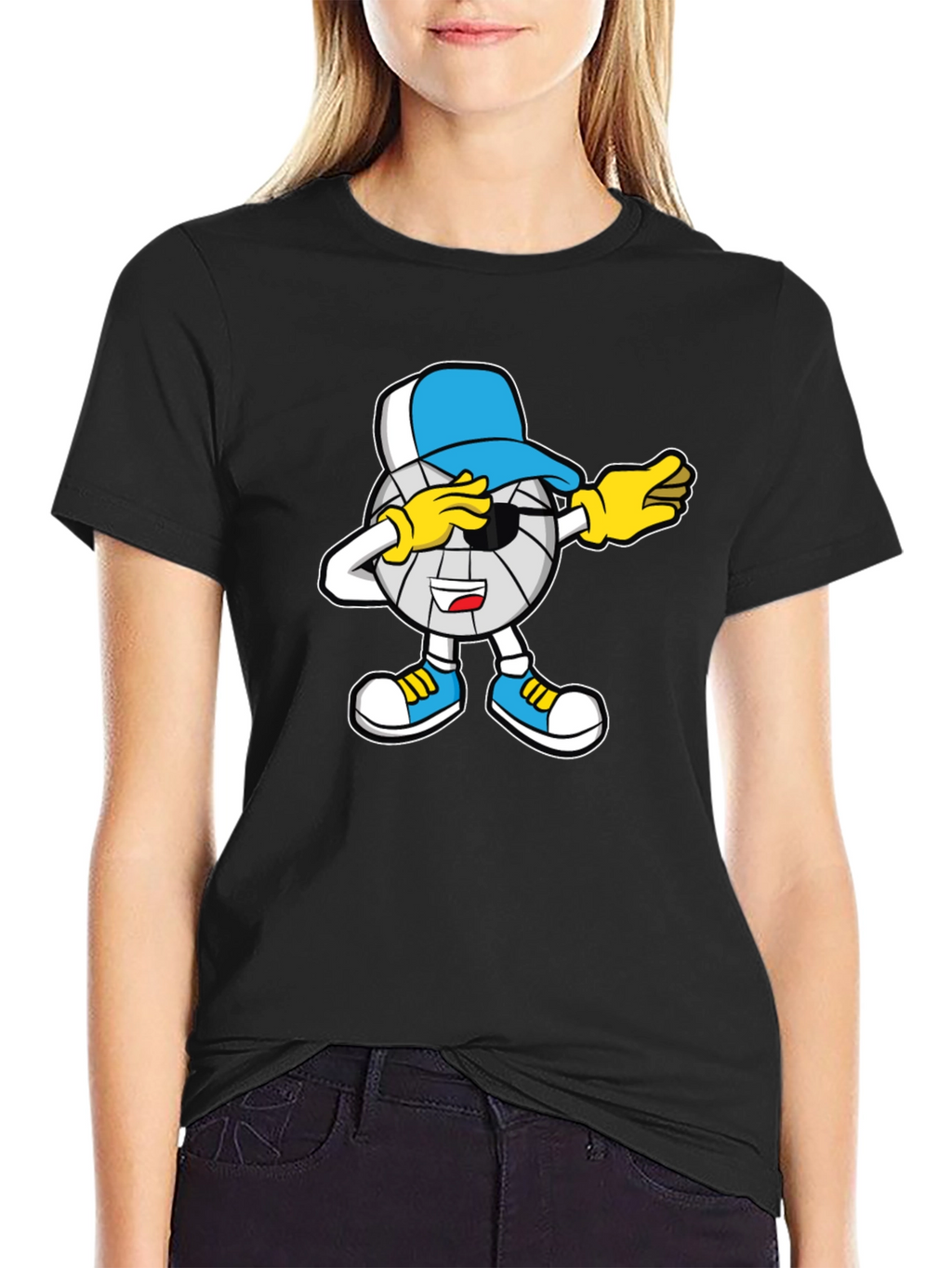 Dabbing Volleyball Cartoon T-Shirt