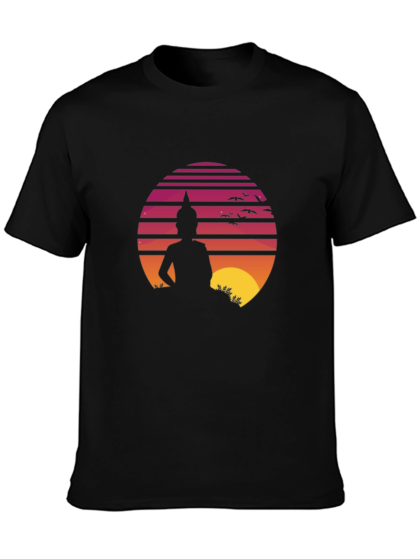 Buddha Sunset Graphic Tee - Retro Style