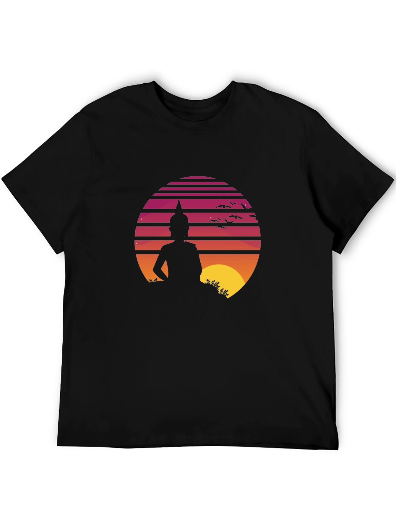 Buddha Sunset Graphic Tee - Retro Style