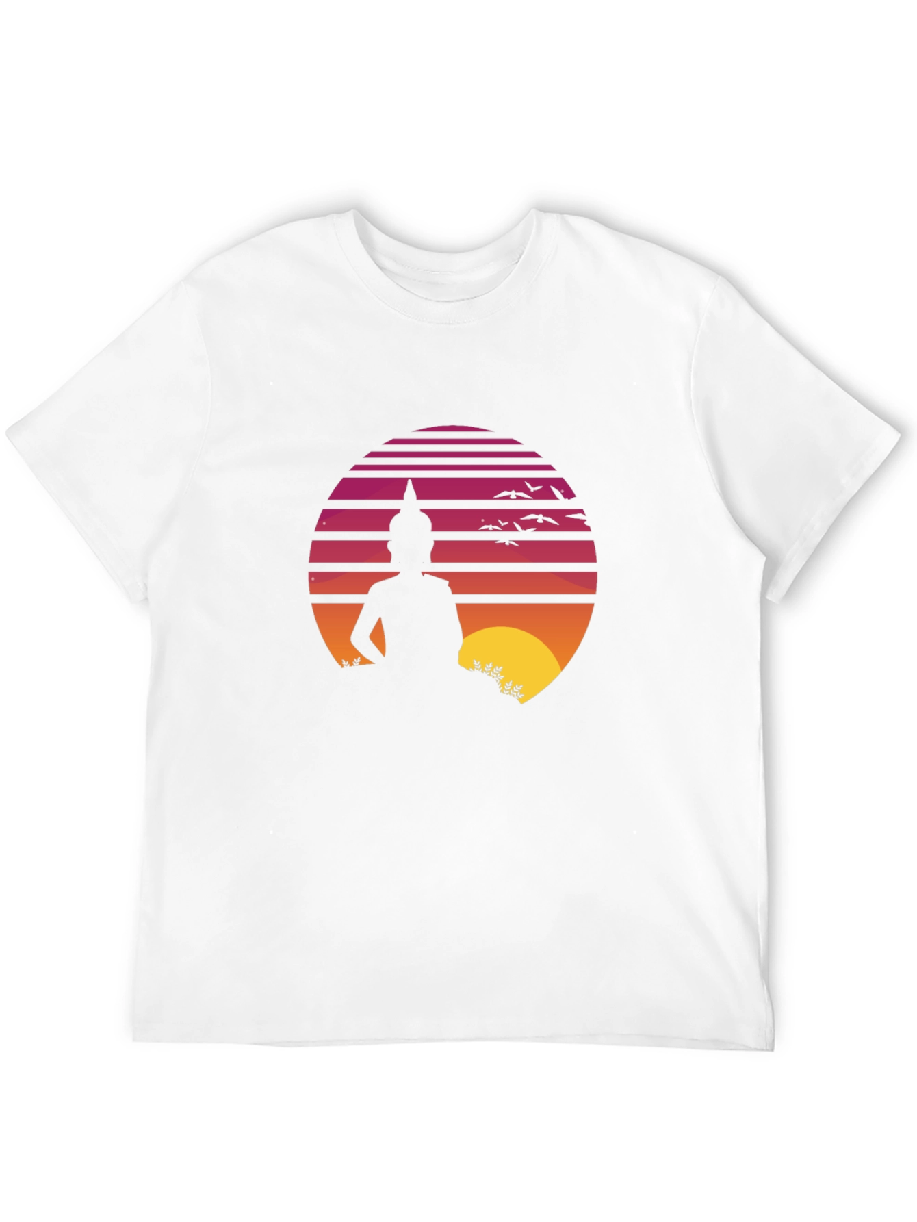 Buddha Sunset Graphic Tee - Retro Style