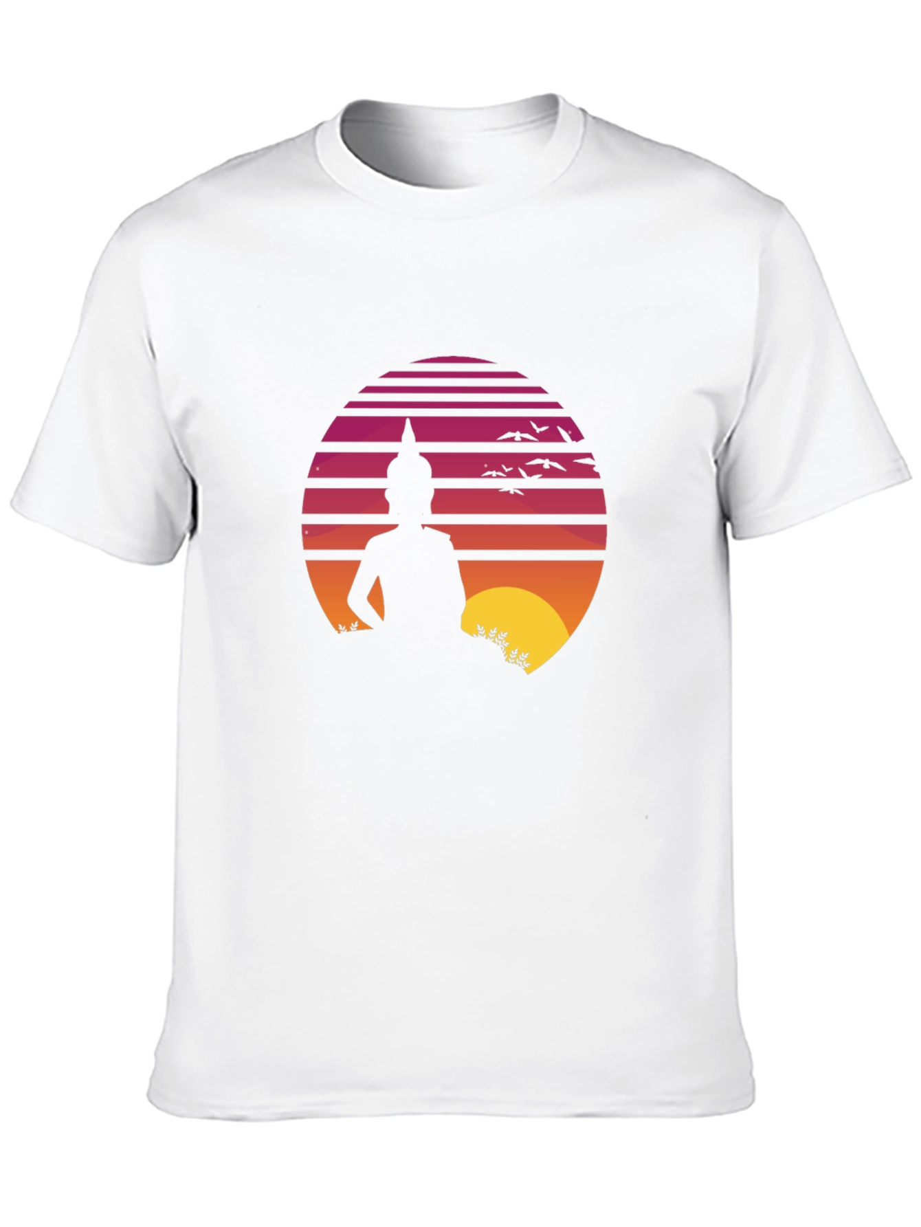 Buddha Sunset Graphic Tee - Retro Style