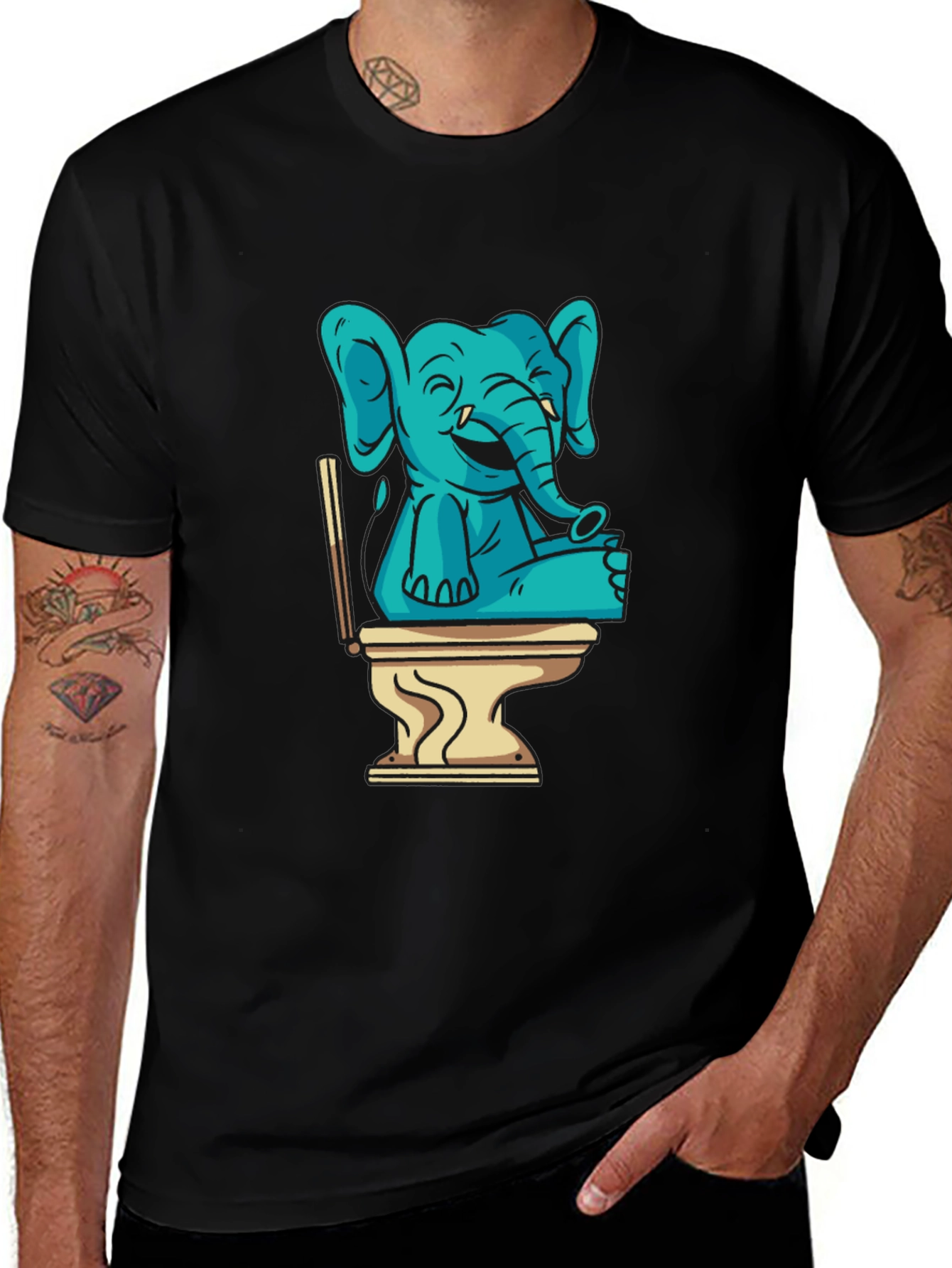 Elephant on Toilet Graphic T-Shirt - Unisex Style