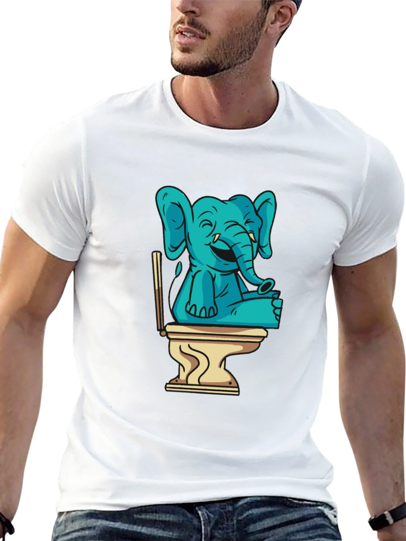 Elephant on Toilet Graphic T-Shirt - Unisex Style