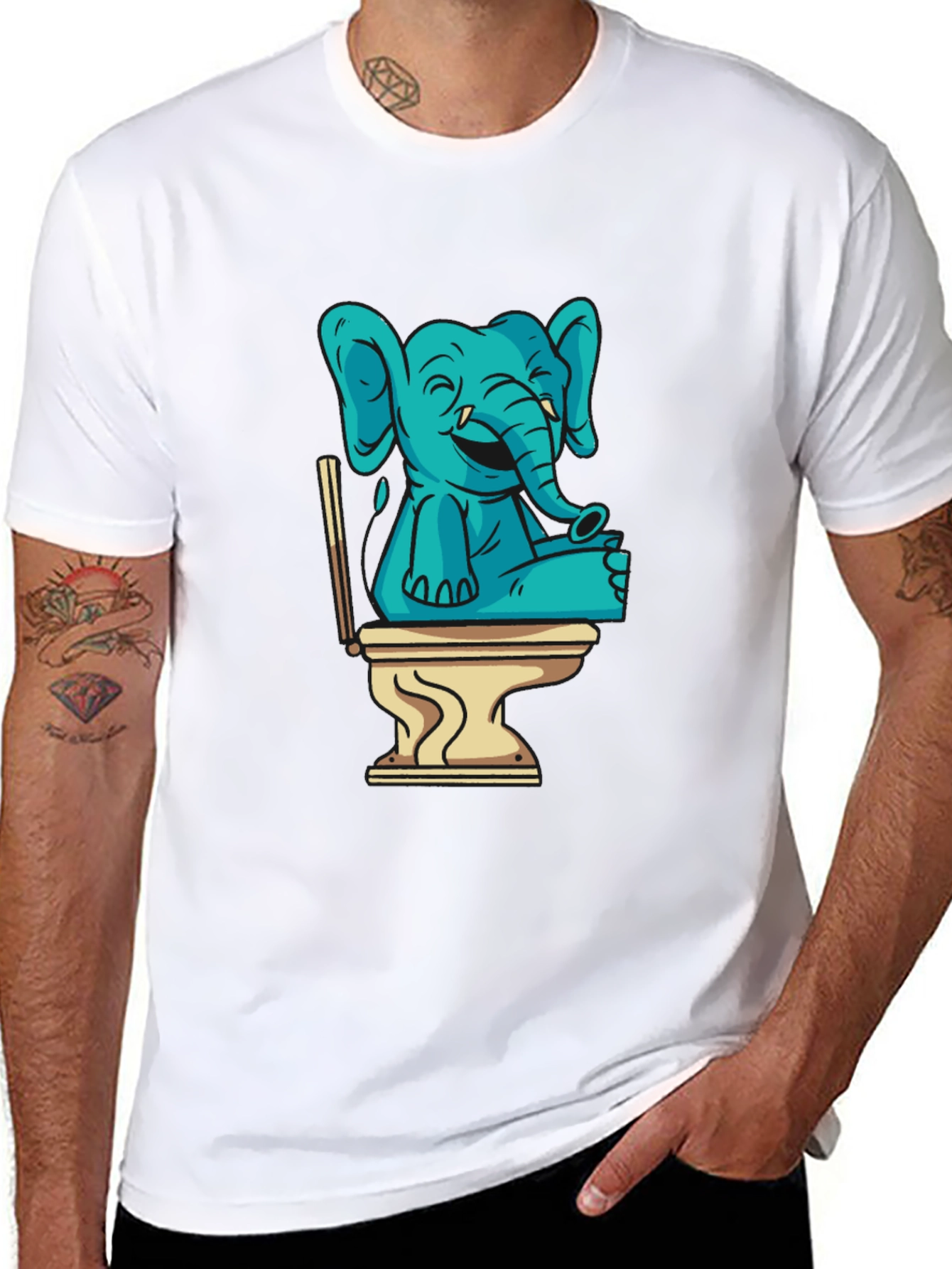 Elephant on Toilet Graphic T-Shirt - Unisex Style