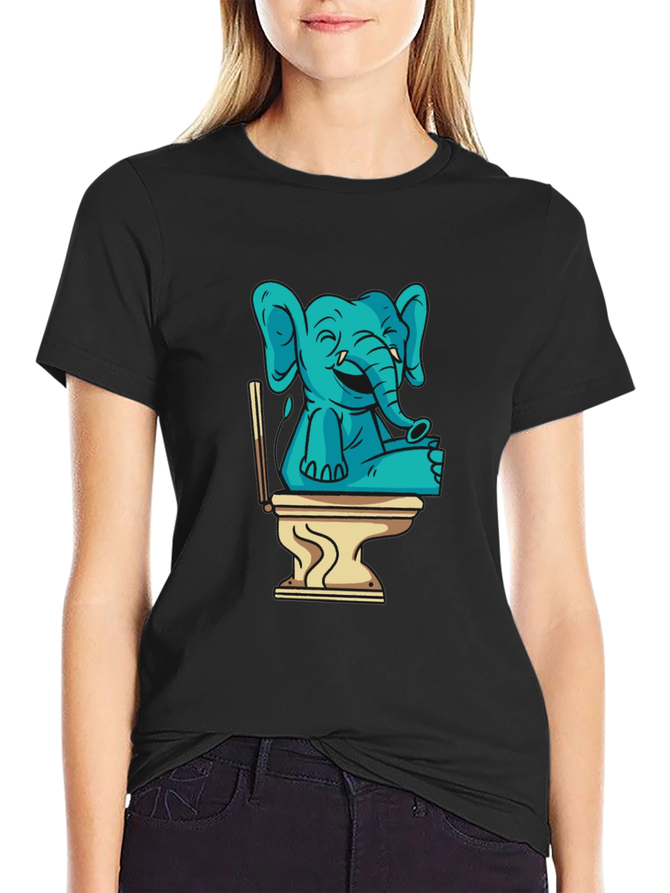 Elephant on Toilet Graphic T-Shirt - Unisex Style