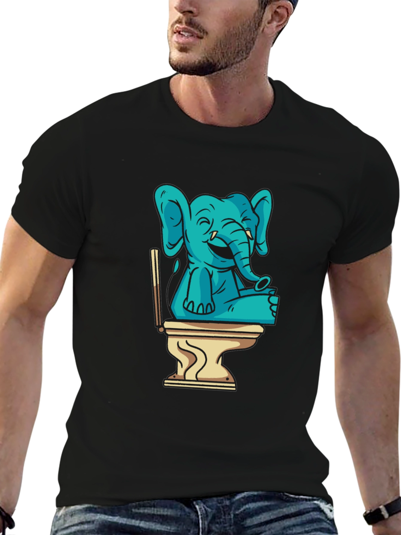Elephant on Toilet Graphic T-Shirt - Unisex Style