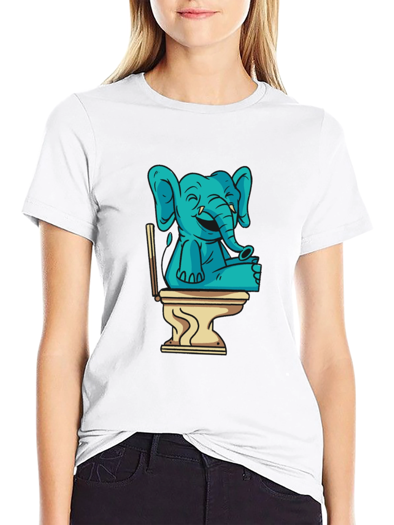 Elephant on Toilet Graphic T-Shirt - Unisex Style