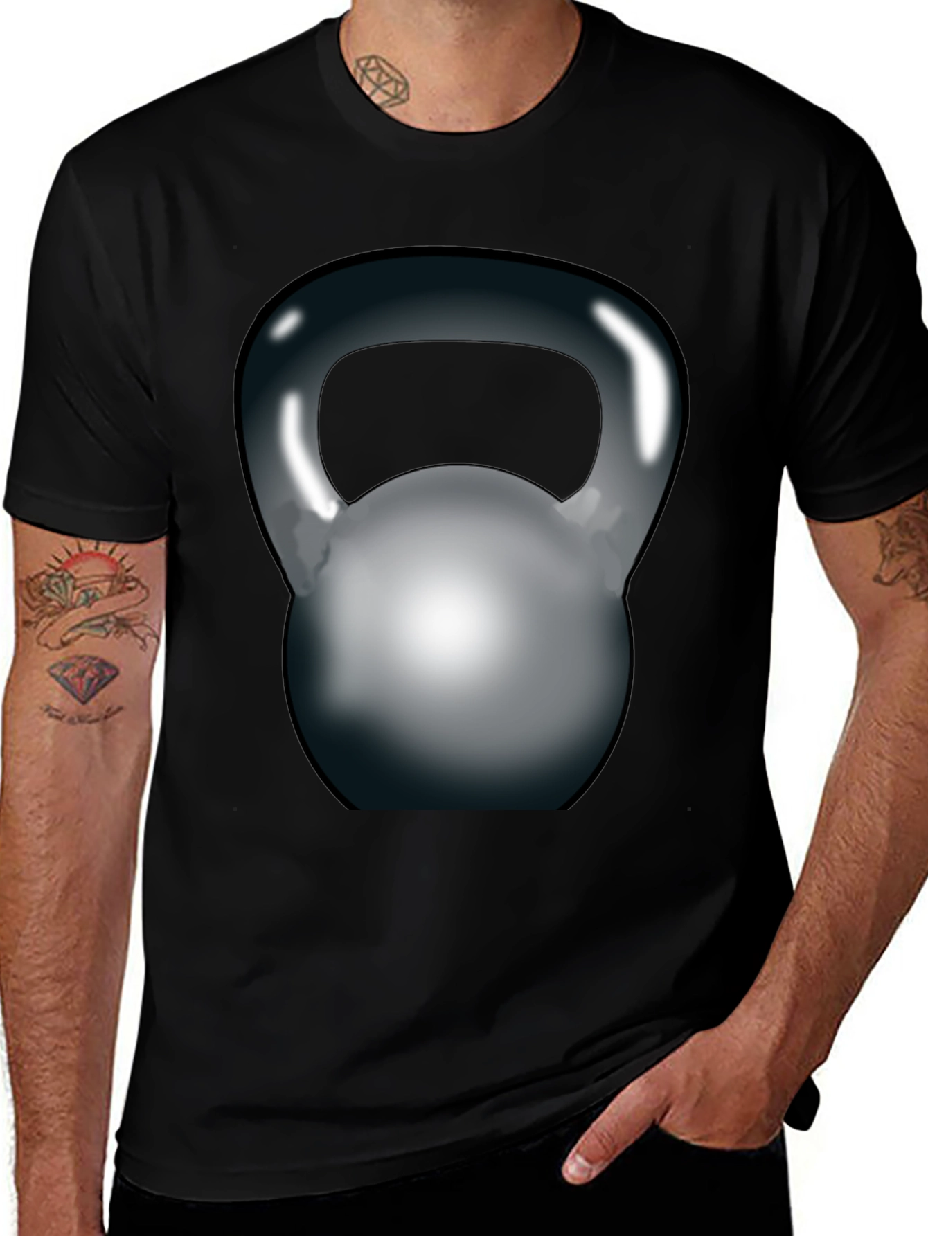 Black Kettlebell Graphic T-Shirt - Gym Workout Apparel