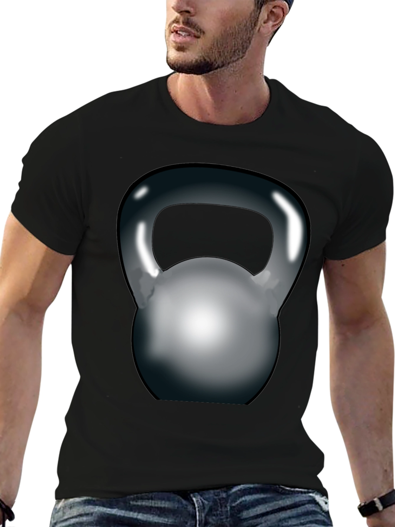 Black Kettlebell Graphic T-Shirt - Gym Workout Apparel