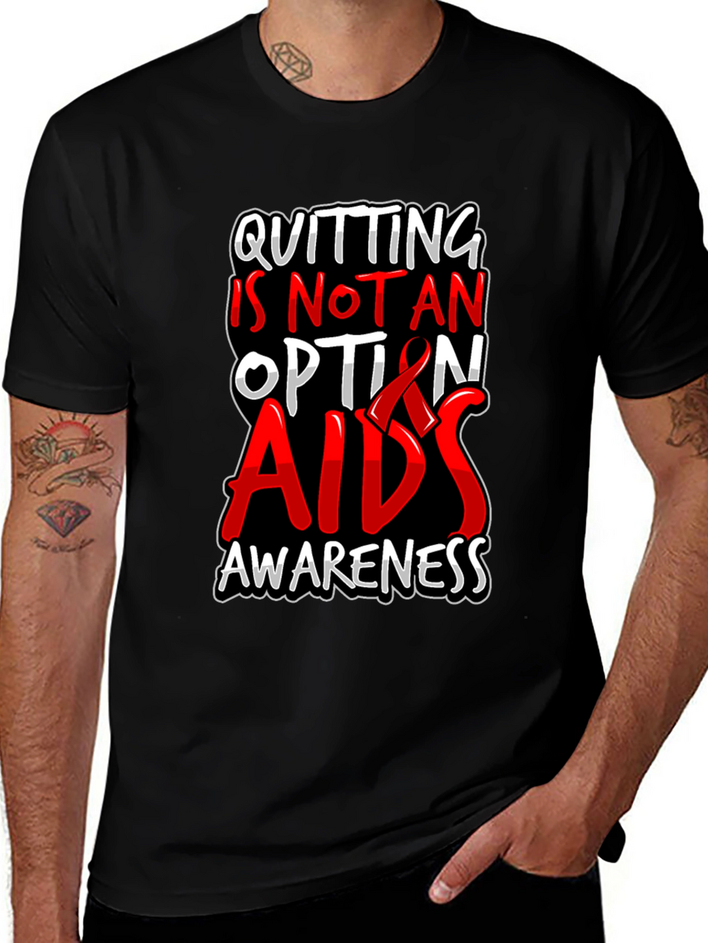 AIDS Awareness Graphic Tee - Quitting Is Not An Option