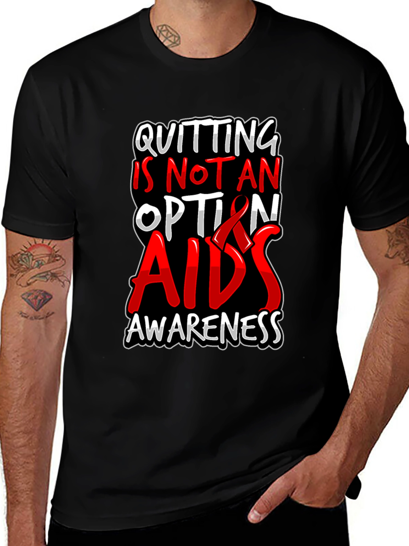 AIDS Awareness Graphic Tee - Quitting Is Not An Option