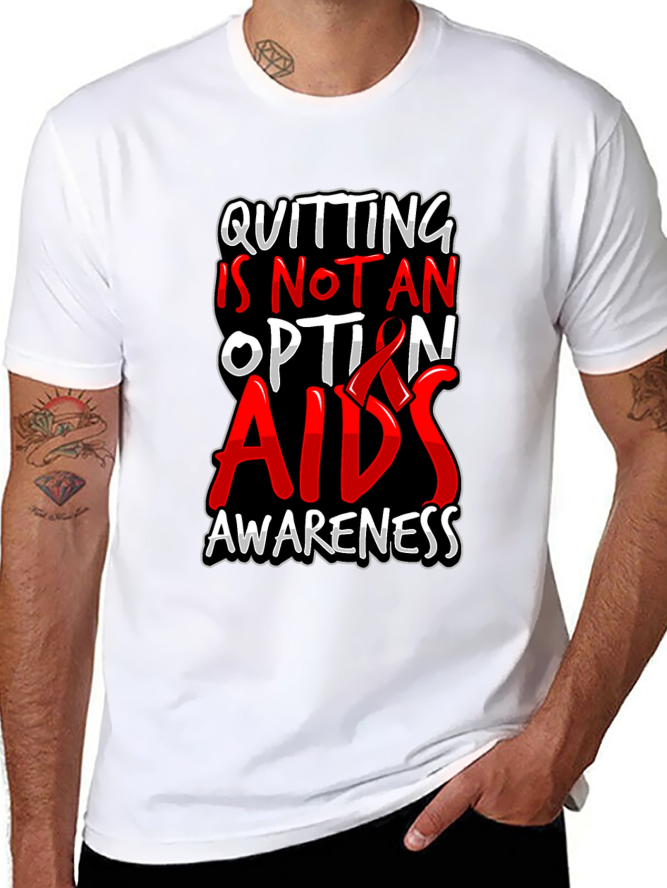 AIDS Awareness Graphic Tee - Quitting Is Not An Option