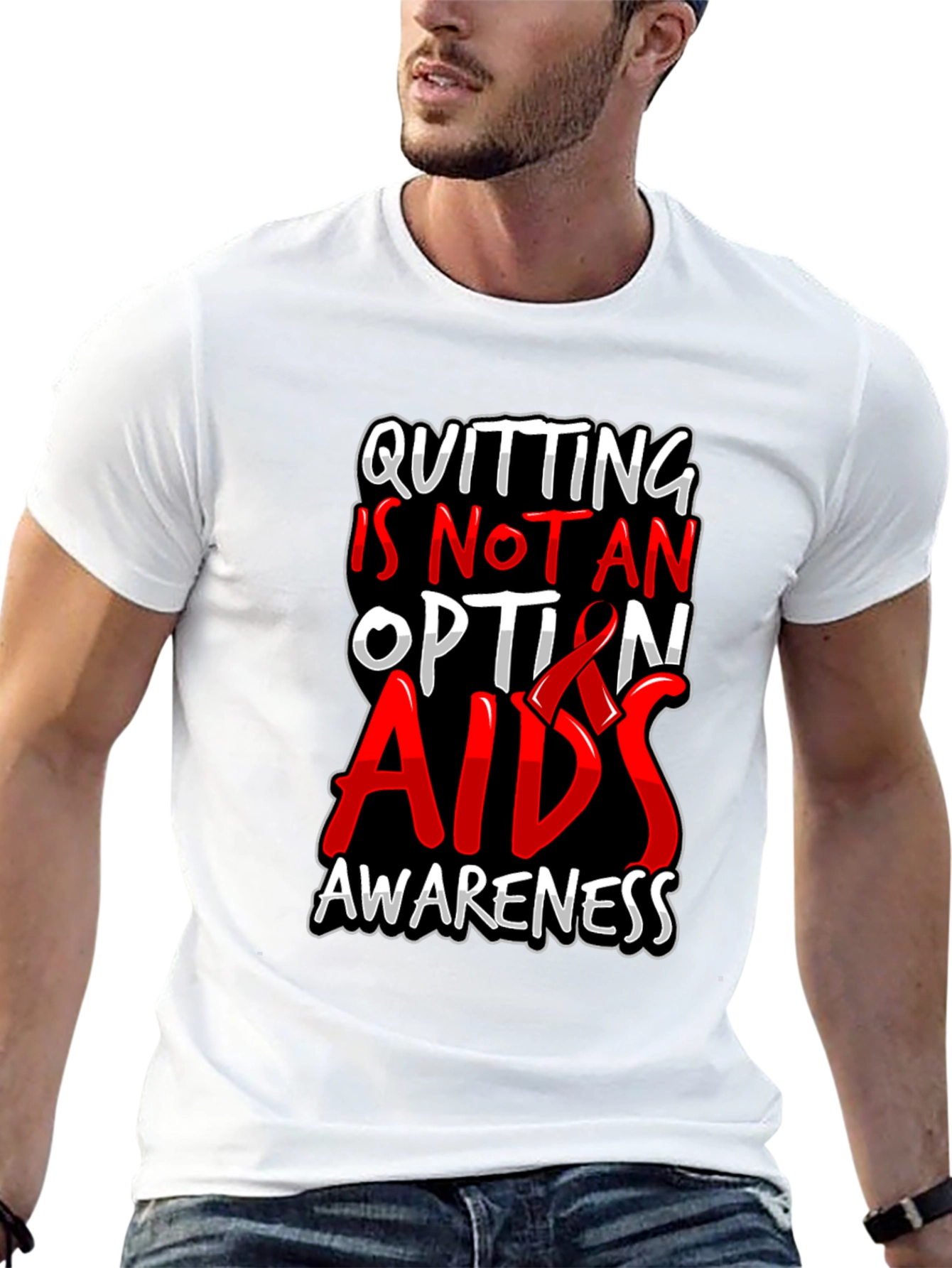 AIDS Awareness Graphic Tee - Quitting Is Not An Option