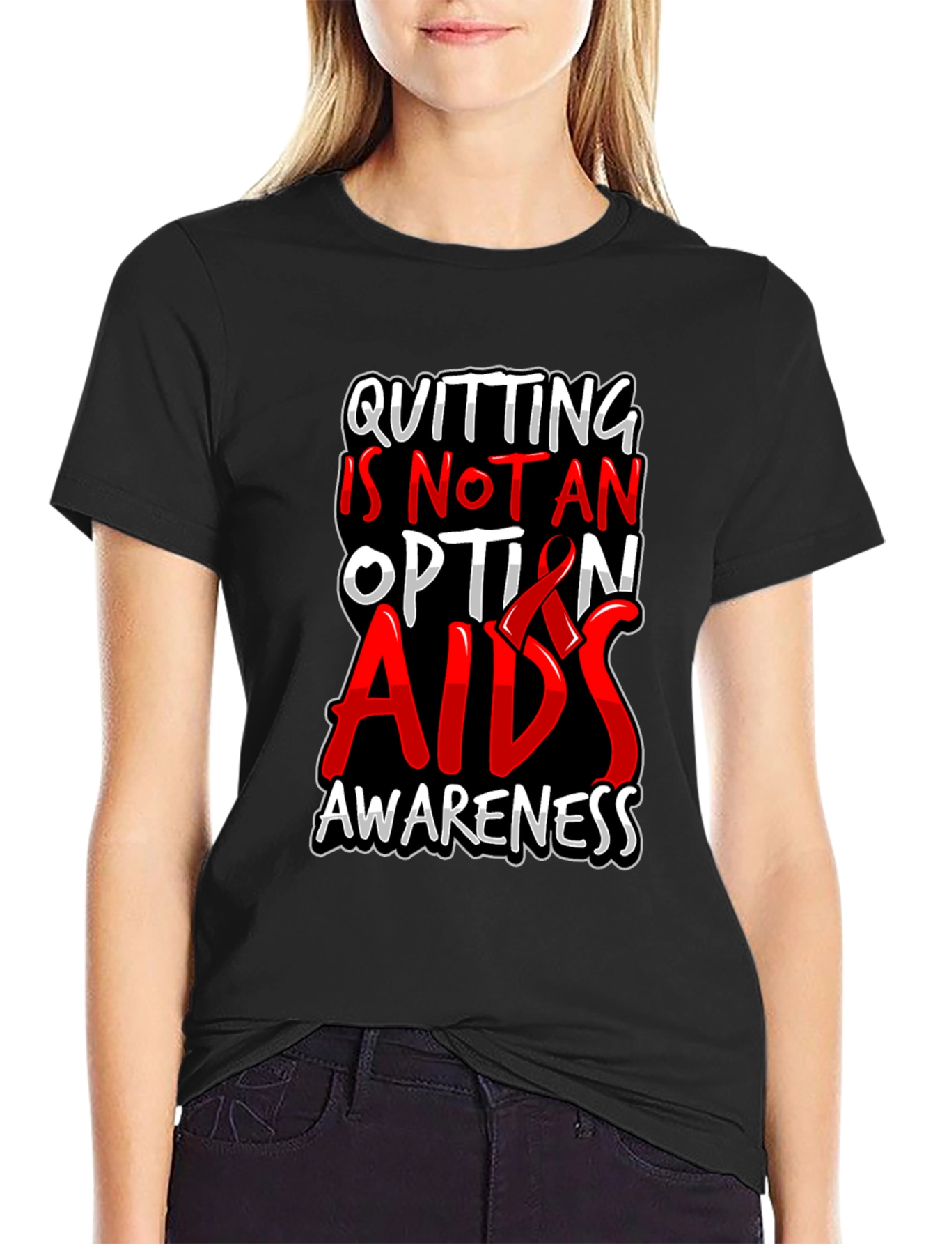 AIDS Awareness Graphic Tee - Quitting Is Not An Option
