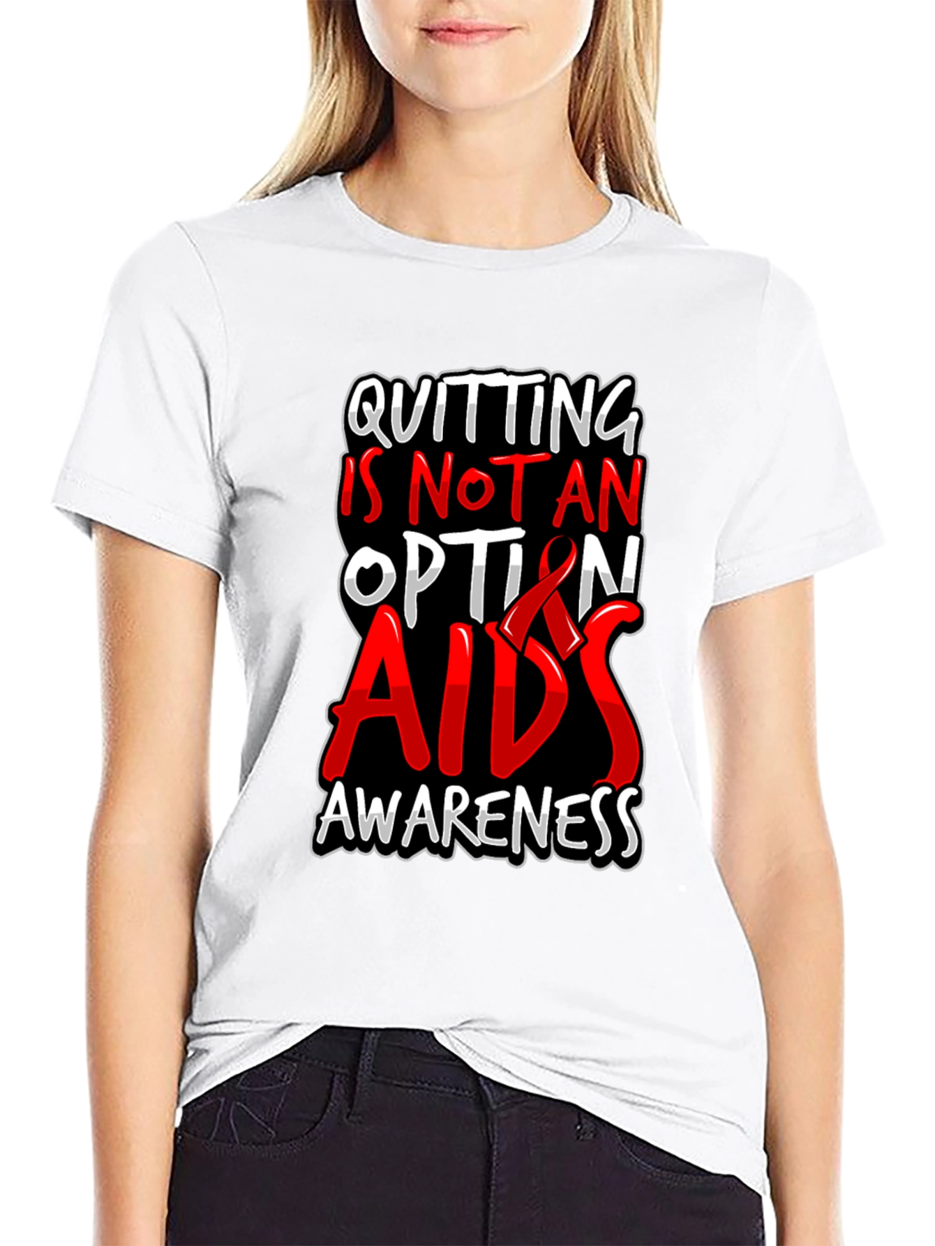 AIDS Awareness Graphic Tee - Quitting Is Not An Option