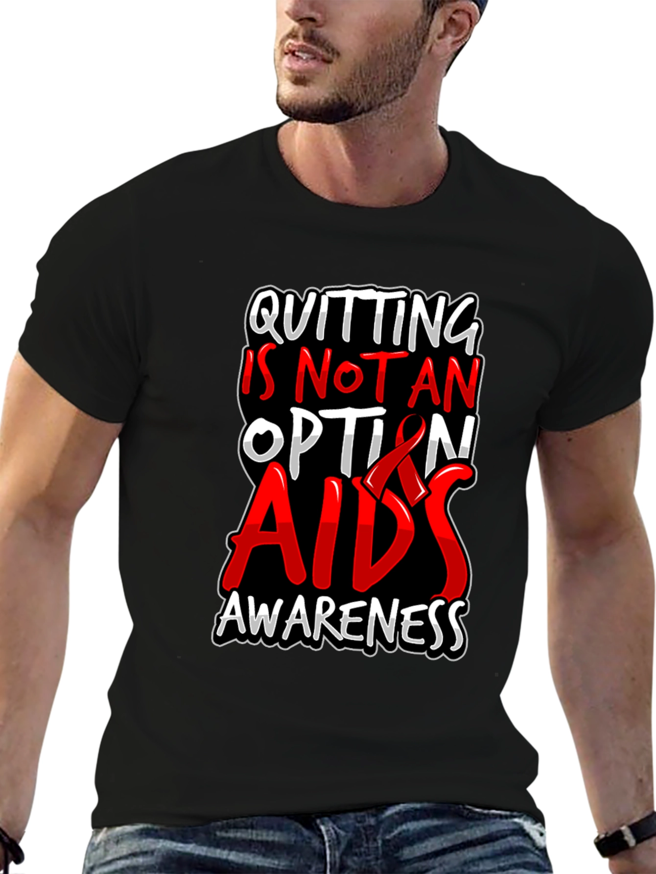AIDS Awareness Graphic Tee - Quitting Is Not An Option