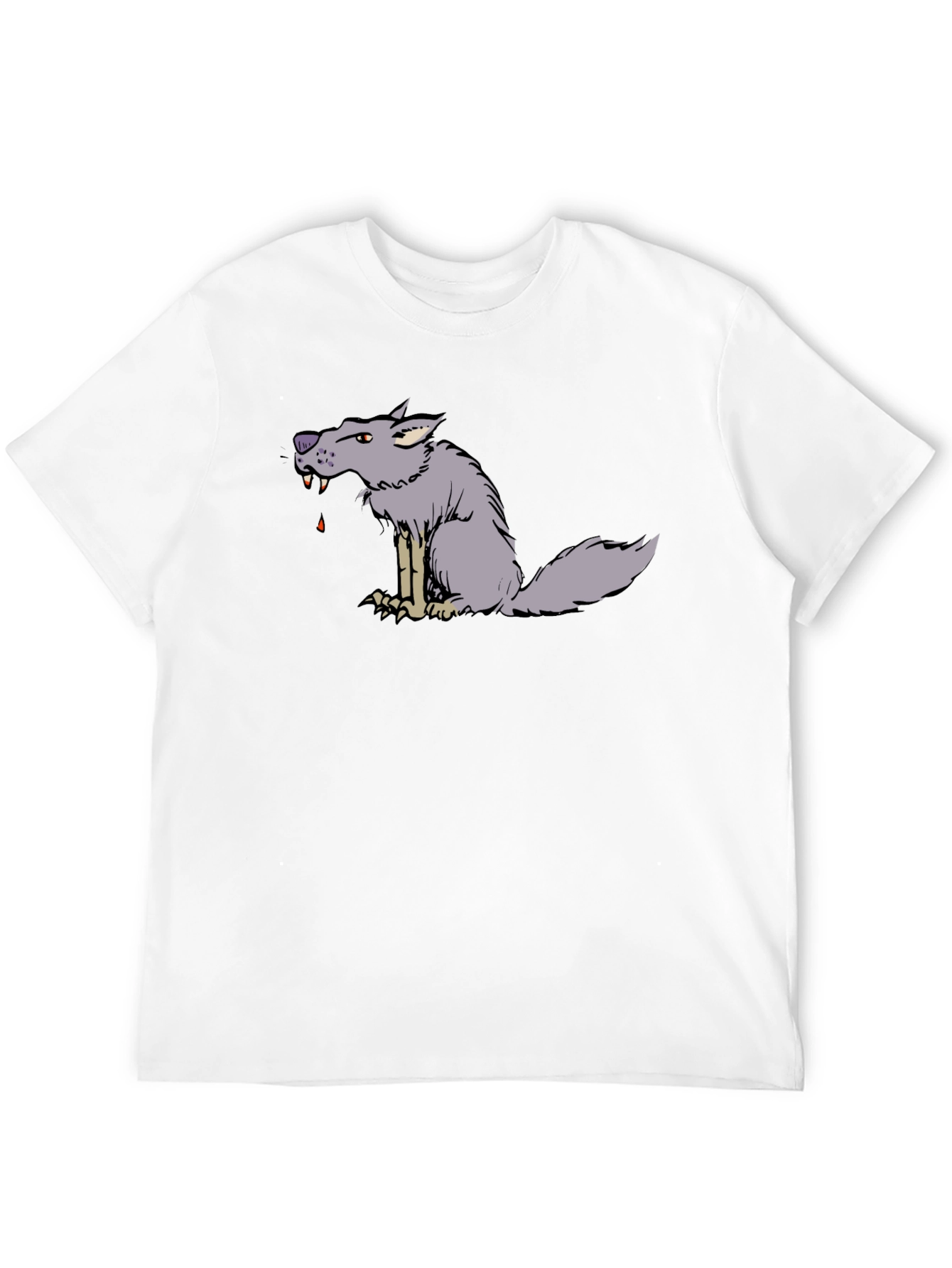 Cartoon Wolf Graphic Black Tee