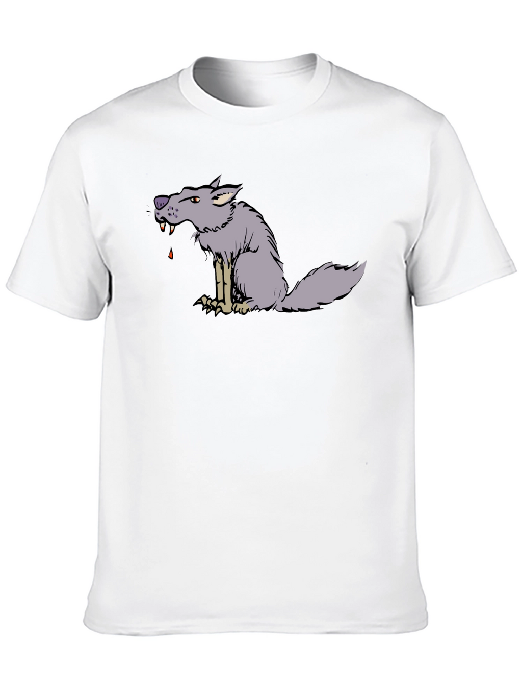 Cartoon Wolf Graphic Black Tee