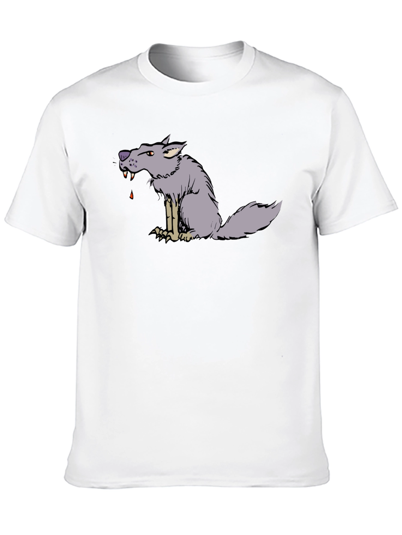 Cartoon Wolf Graphic Black Tee