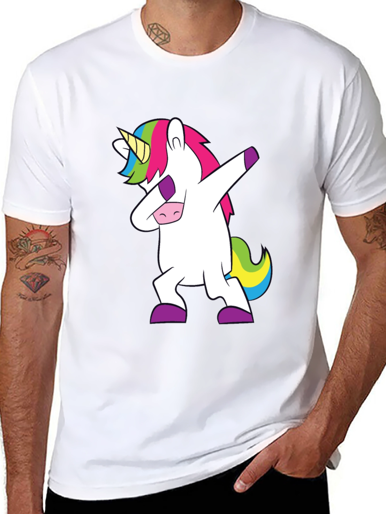 Dabbing Unicorn Graphic Tee - Black