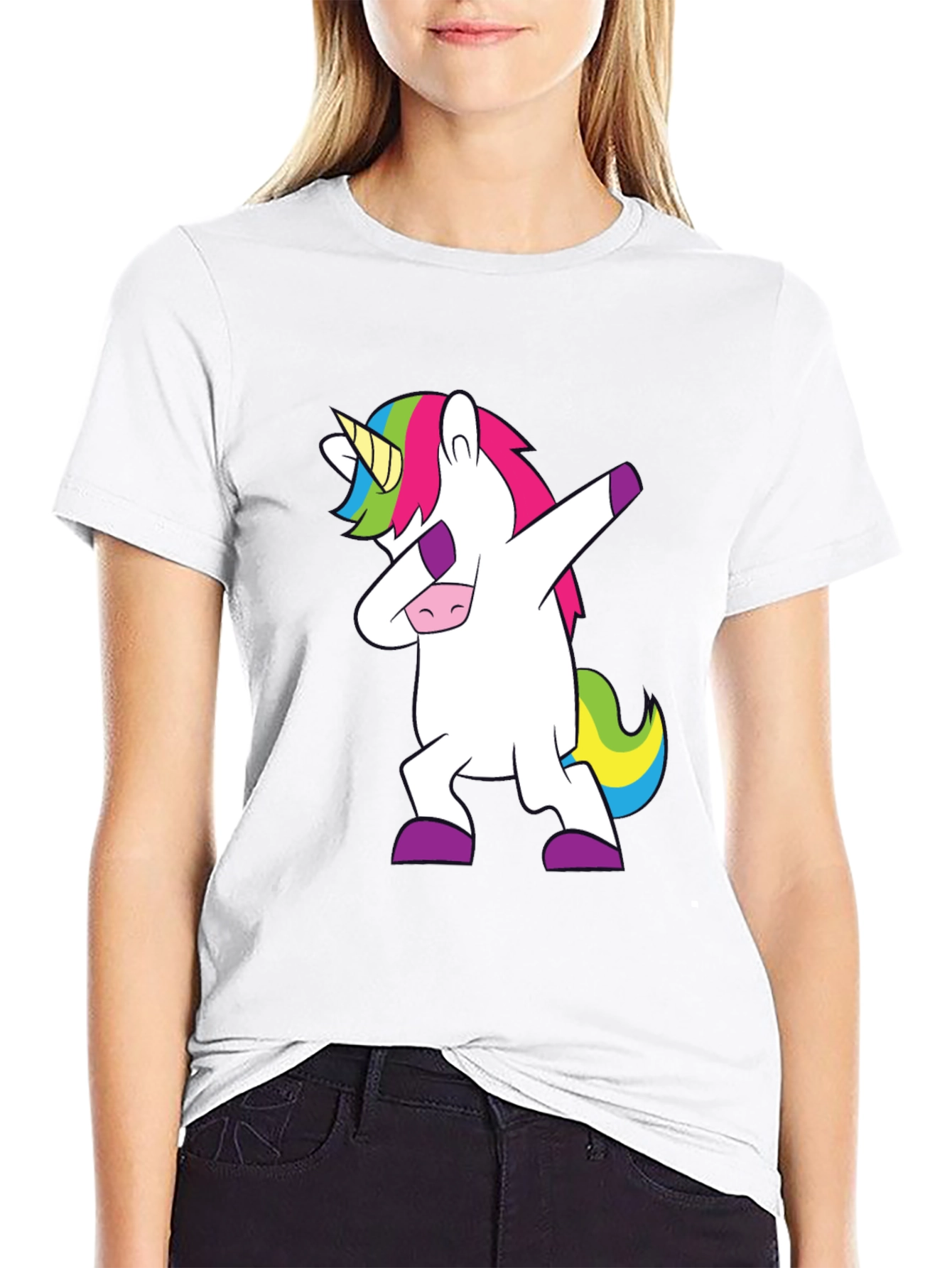 Dabbing Unicorn Graphic Tee - Black