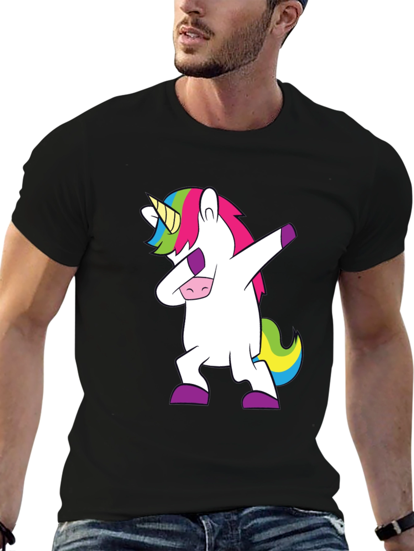Dabbing Unicorn Graphic Tee - Black