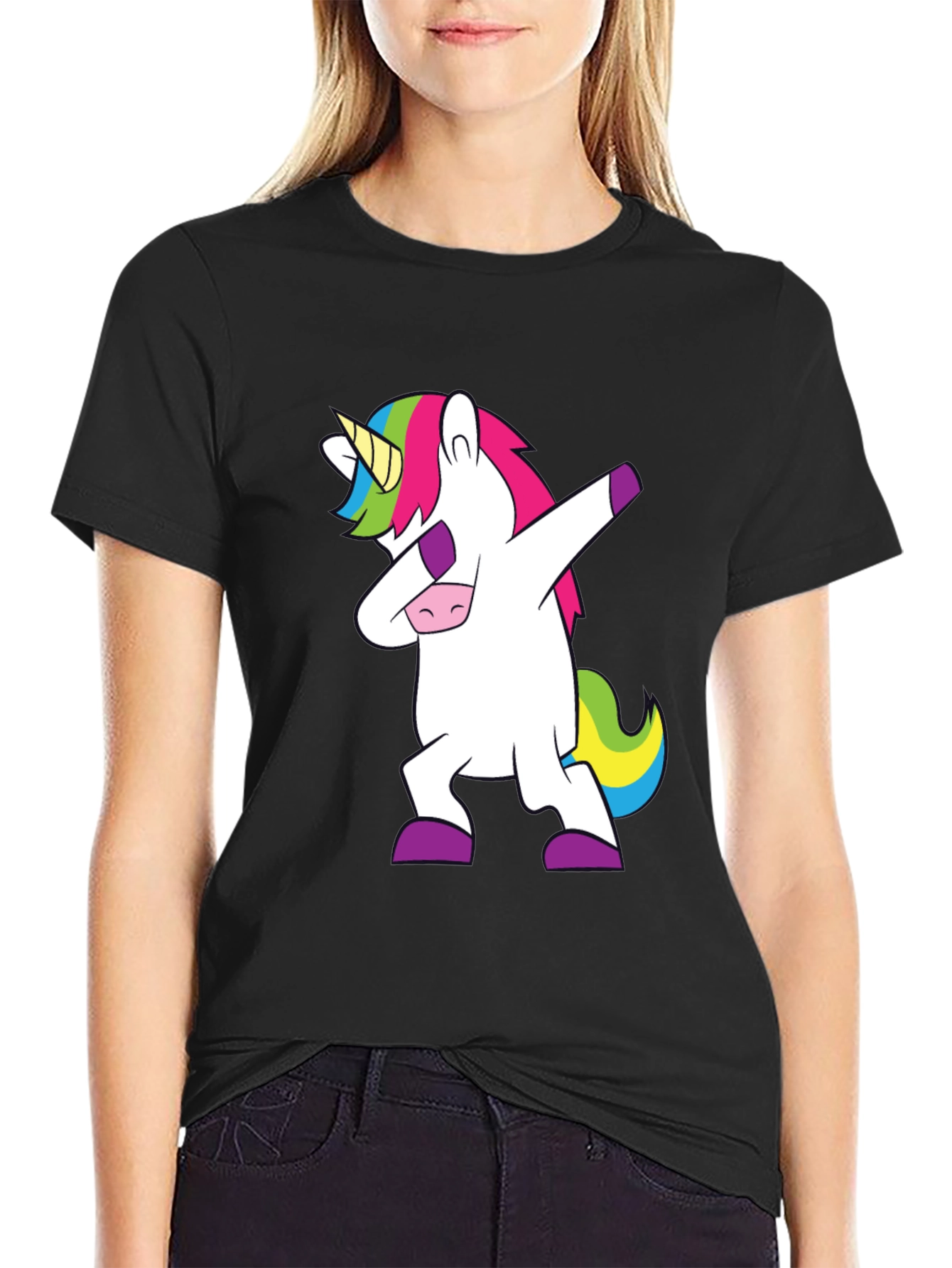 Dabbing Unicorn Graphic Tee - Black