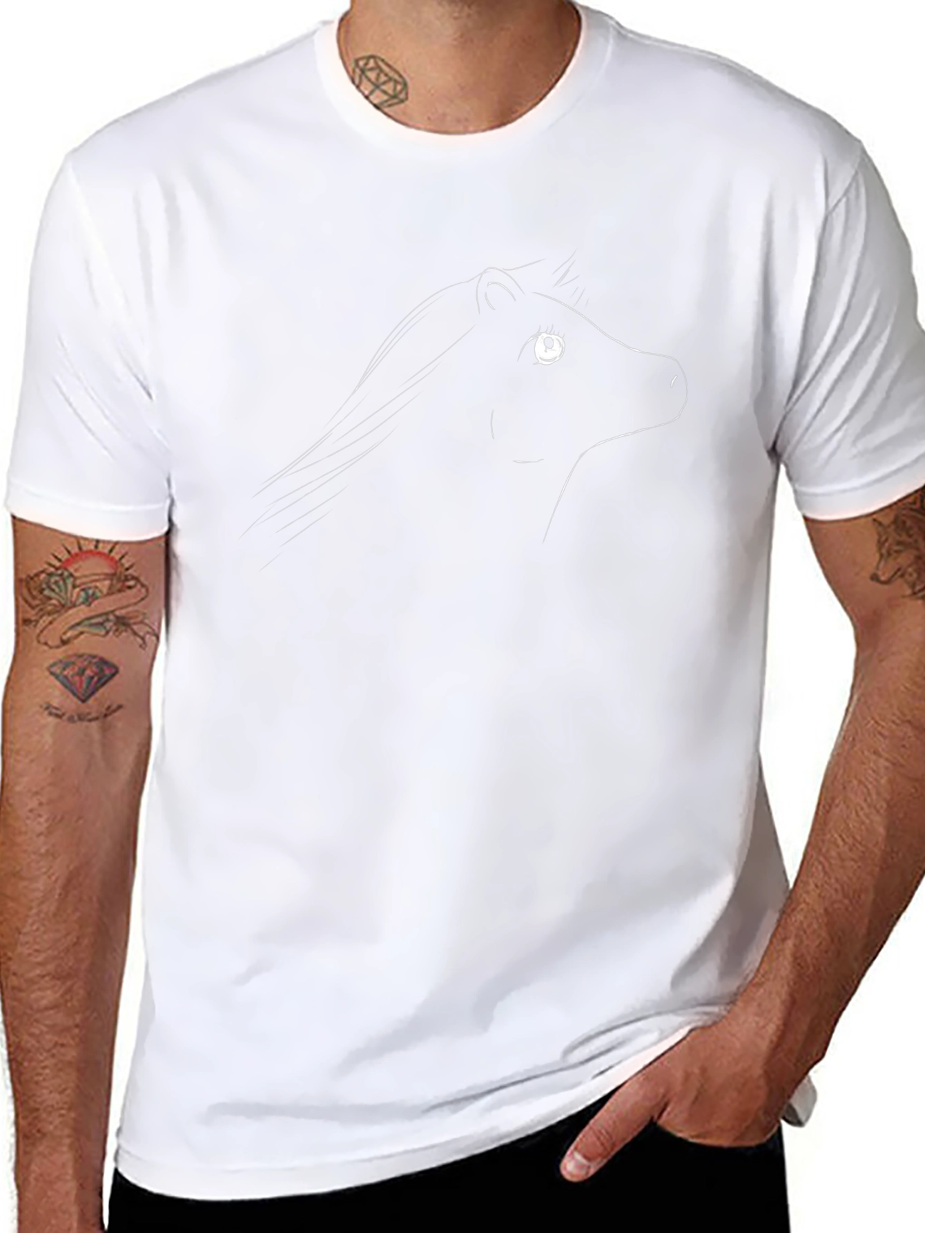 Black T-Shirt with Horse Design
