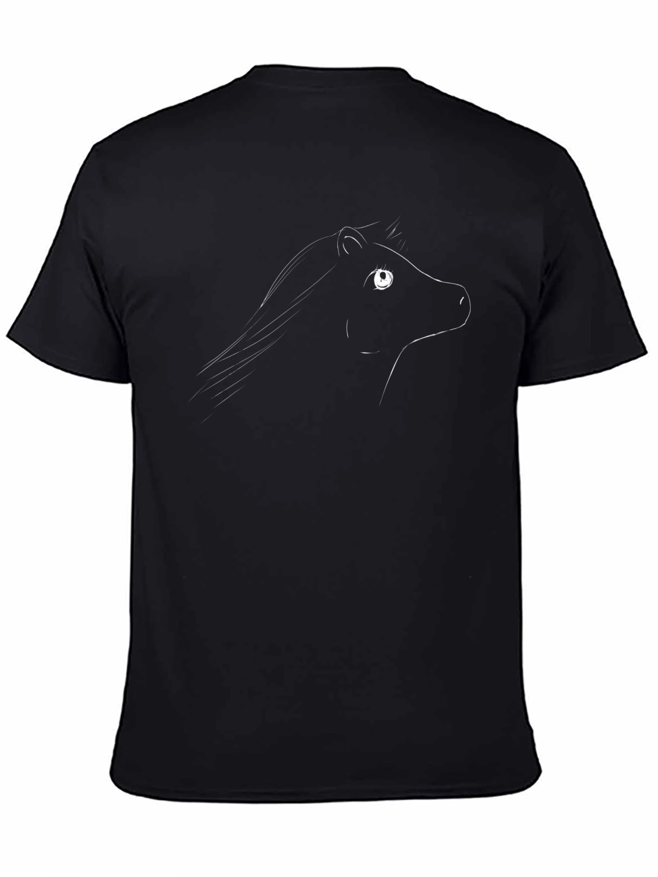 Black T-Shirt with Horse Design