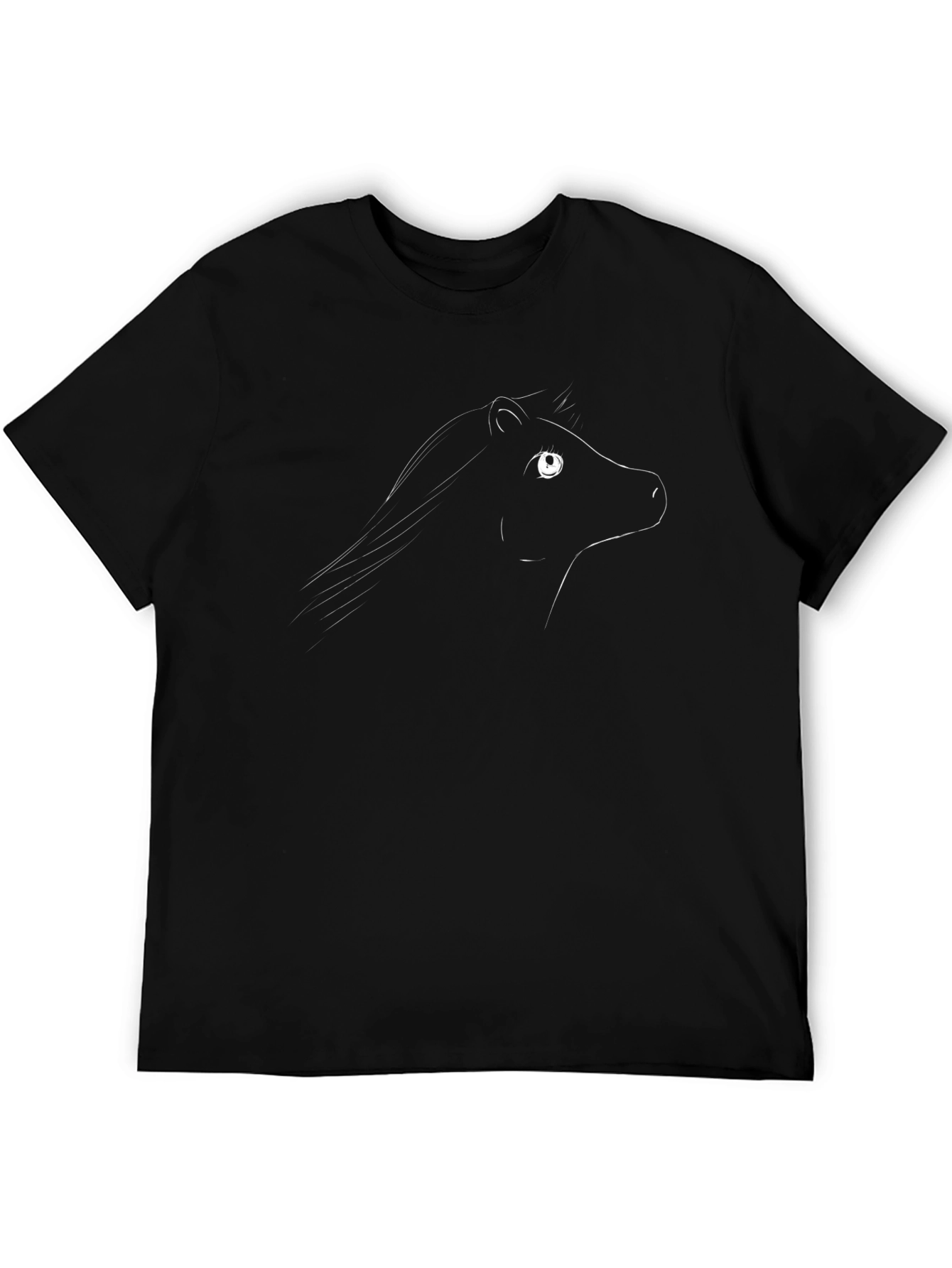 Black T-Shirt with Horse Design