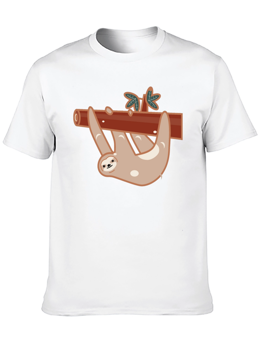 Cute Sloth On Branch Black T-Shirt
