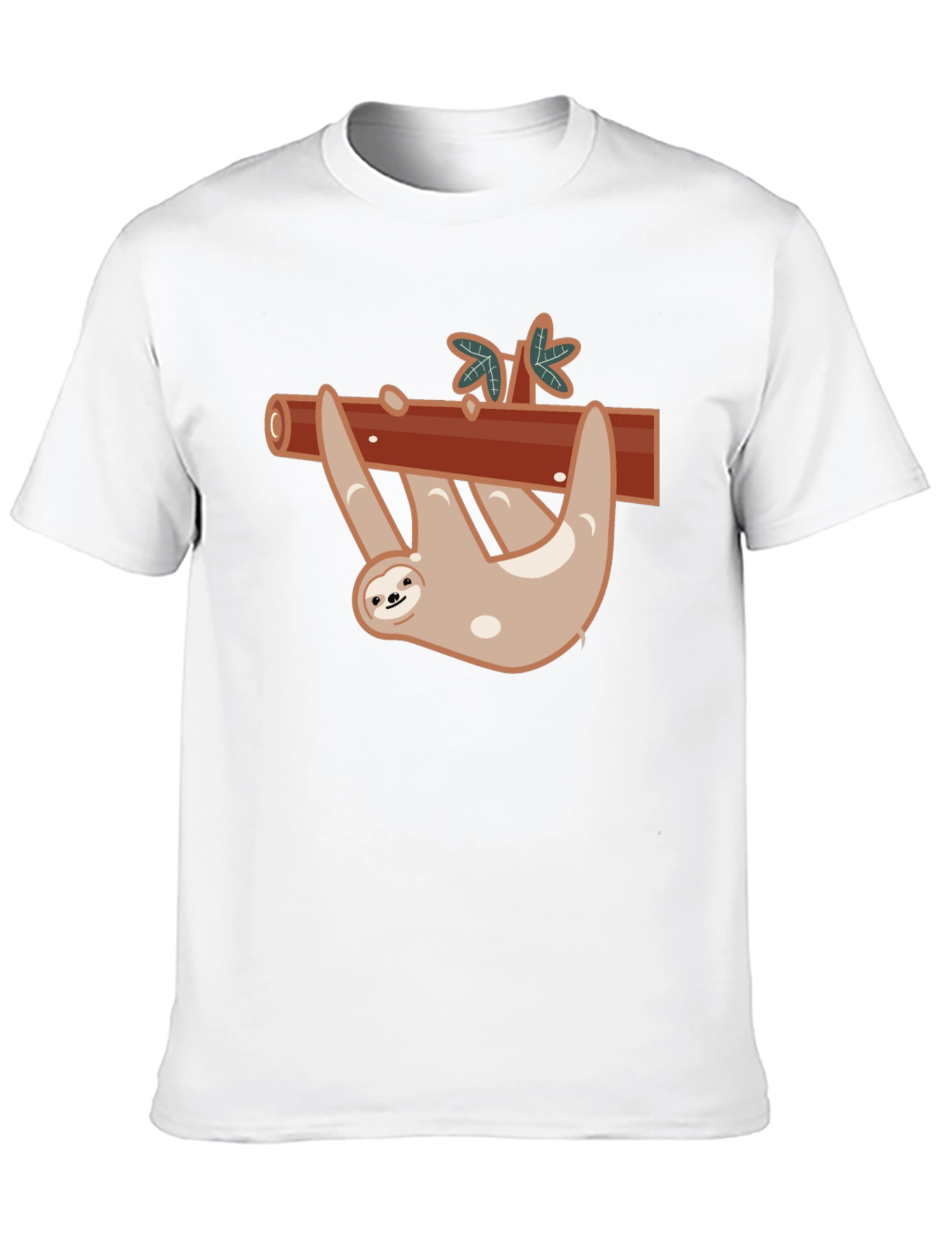Cute Sloth On Branch Black T-Shirt